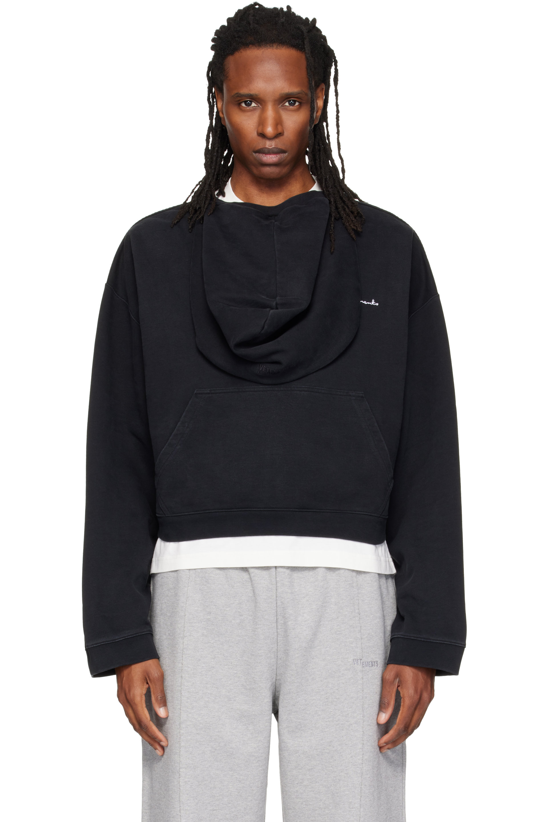 VETEMENTS - Black Athletic Logo Hoodie