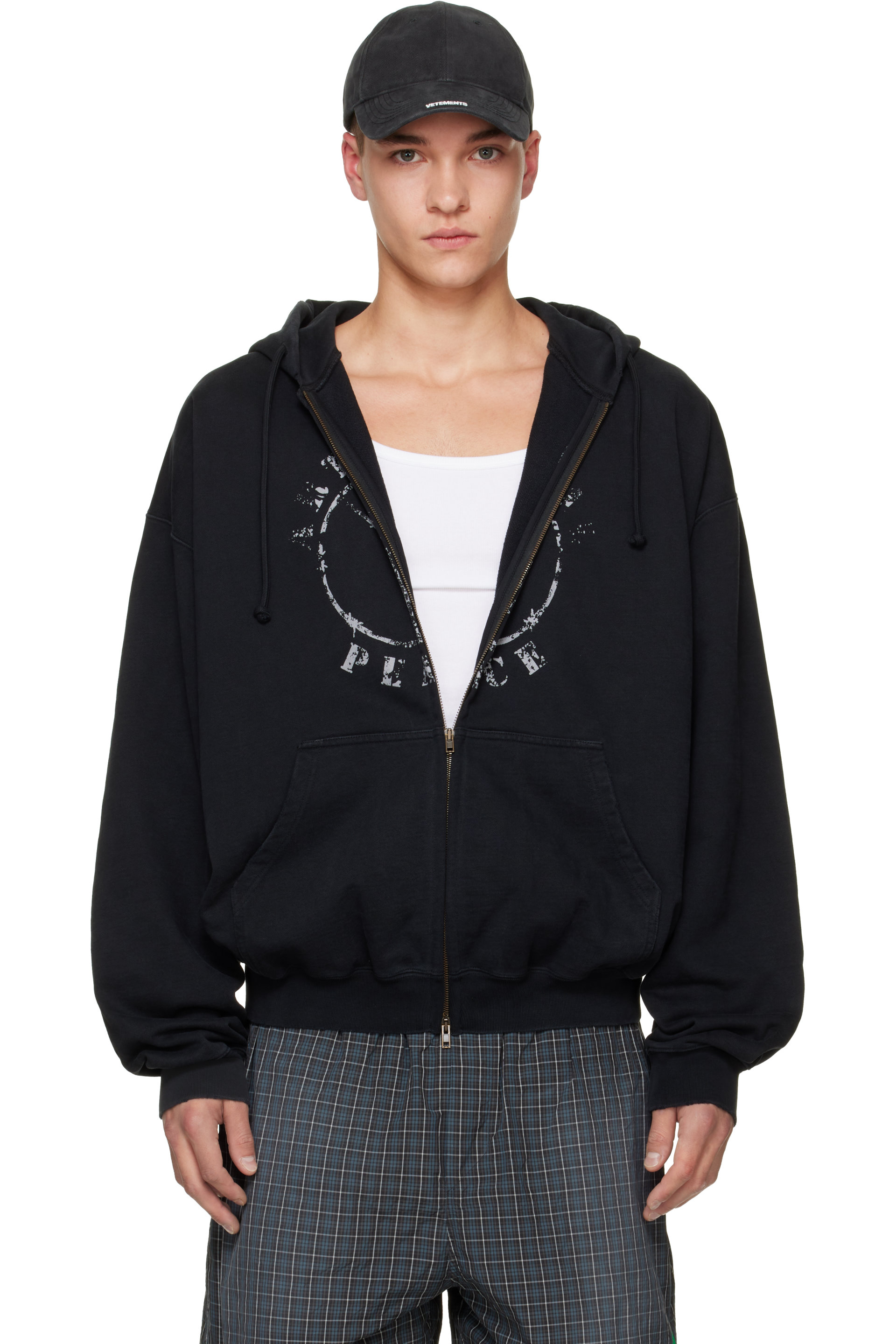 VETEMENTS - Black 'Artificial Peace' Zip Hoodie