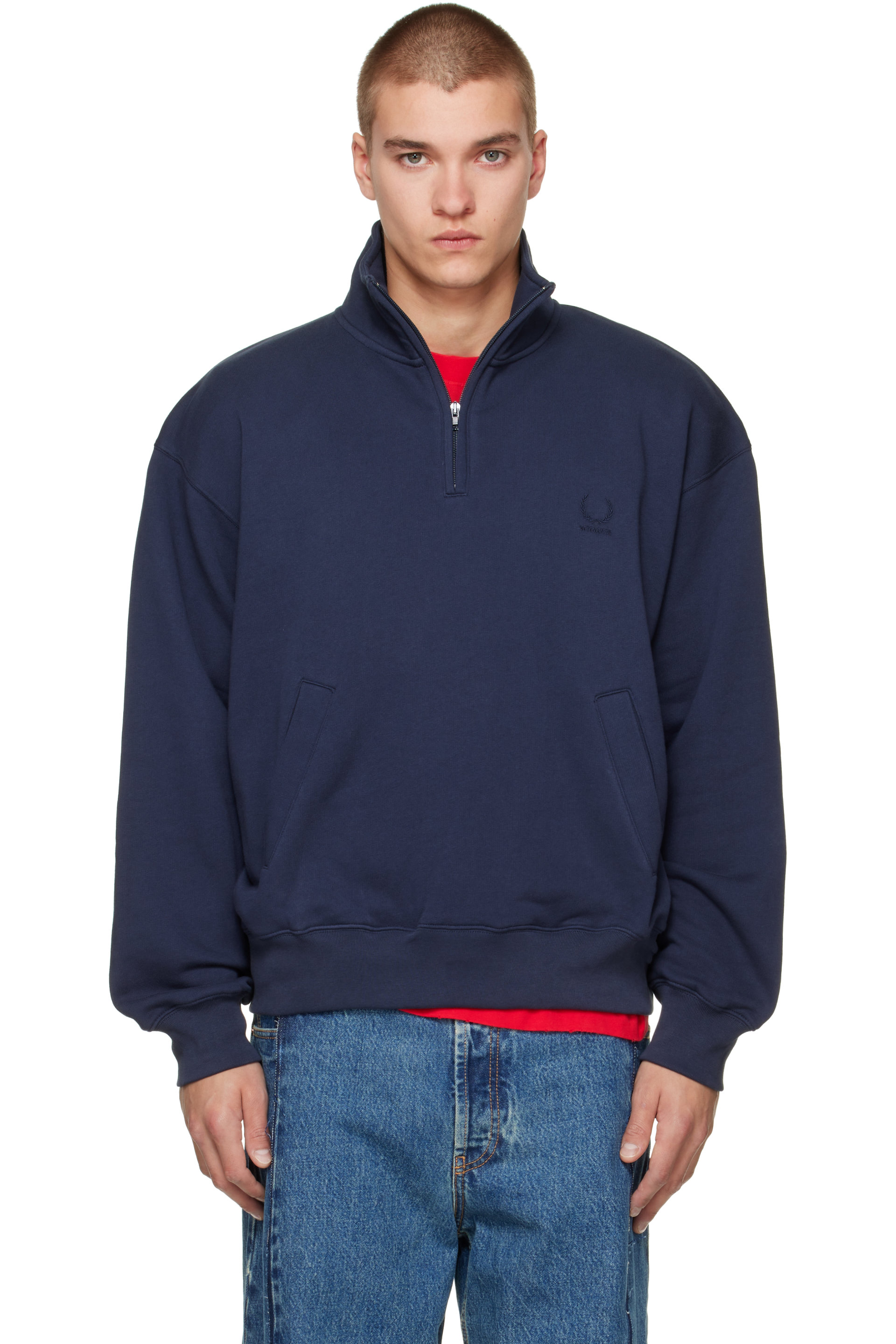 VETEMENTS - Navy Quarter-Zip Sweatshirt