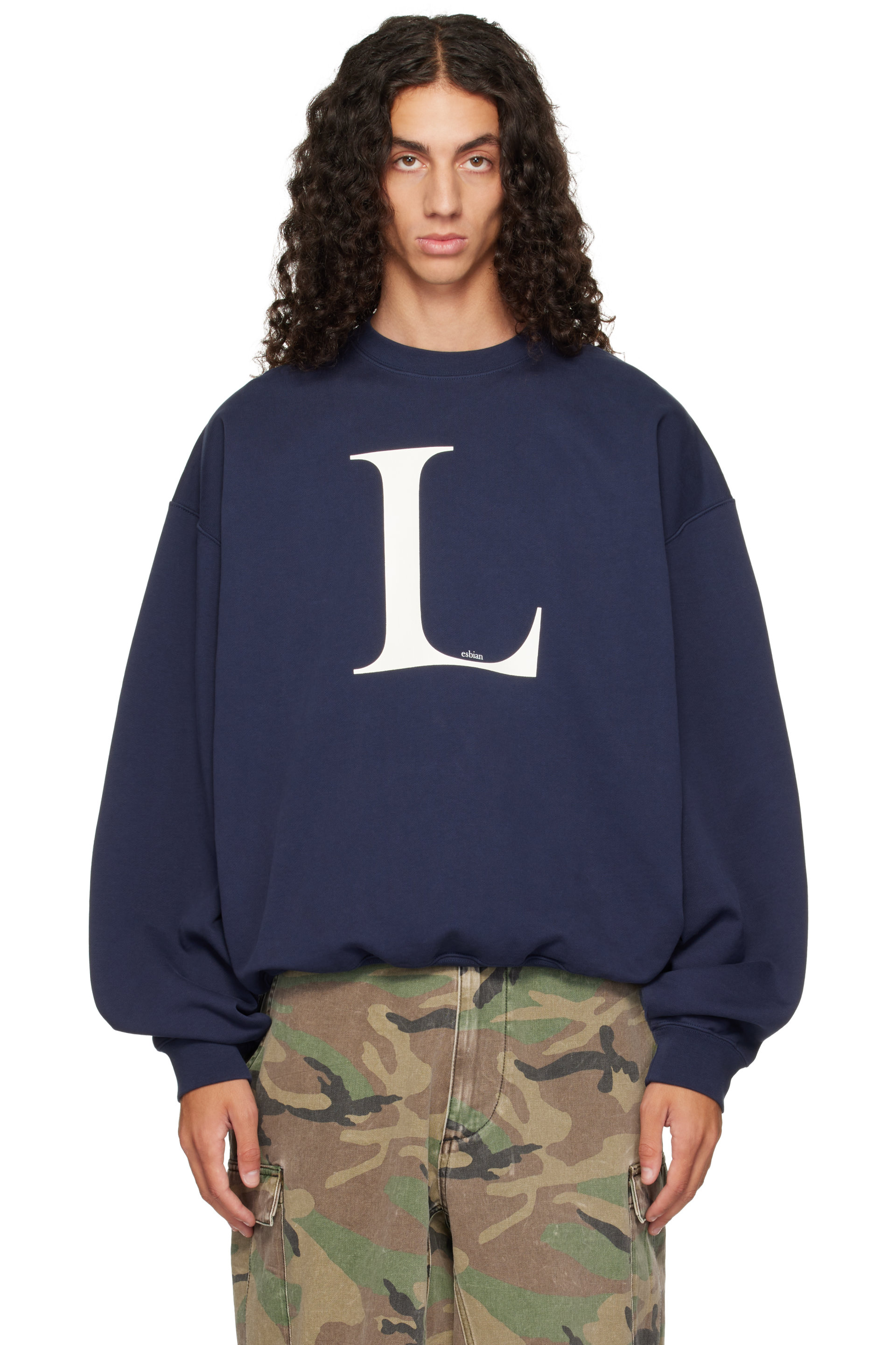 VETEMENTS - Navy 'L-esbian' Oversized Sweatshirt