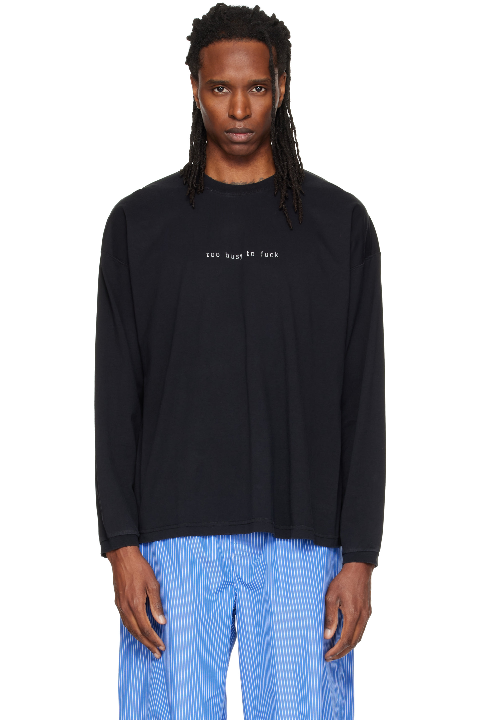 VETEMENTS - Black 'Too Busy To Fuck' Longsleeve T-shirt