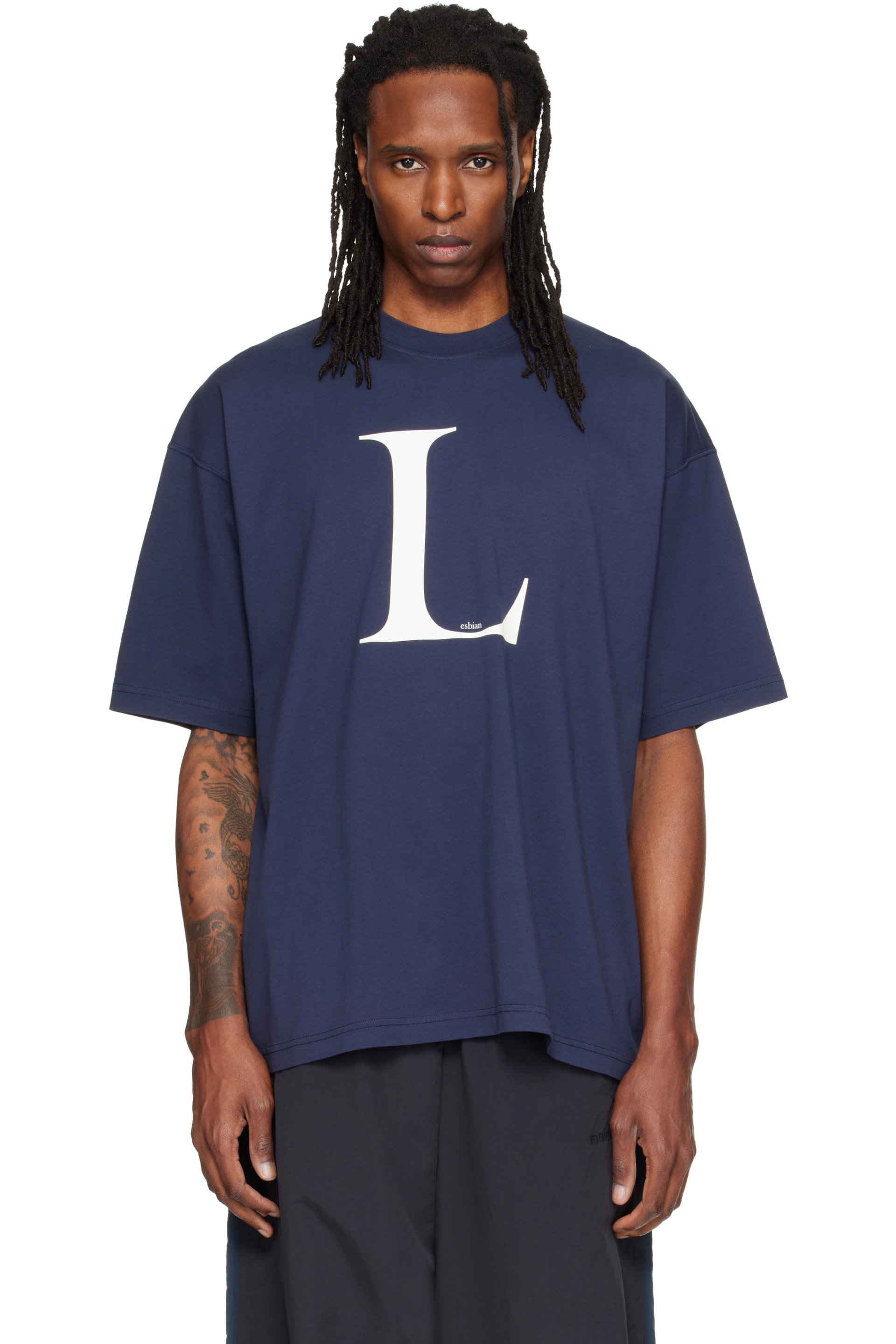 VETEMENTS - Navy Oversized 'L-esbian' T-shirt