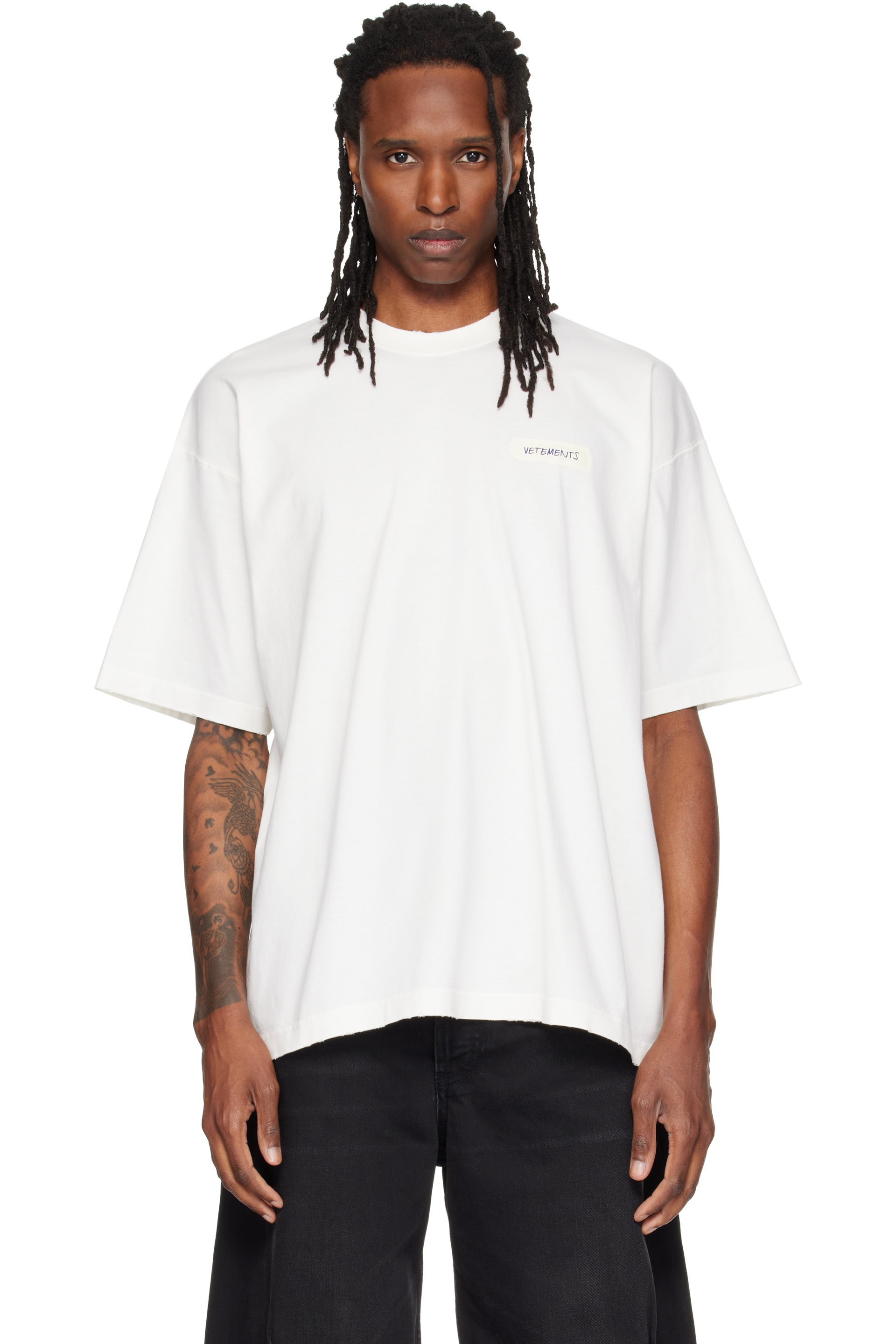 VETEMENTS - Off-White Scribbled Logo Oversized T-shirt