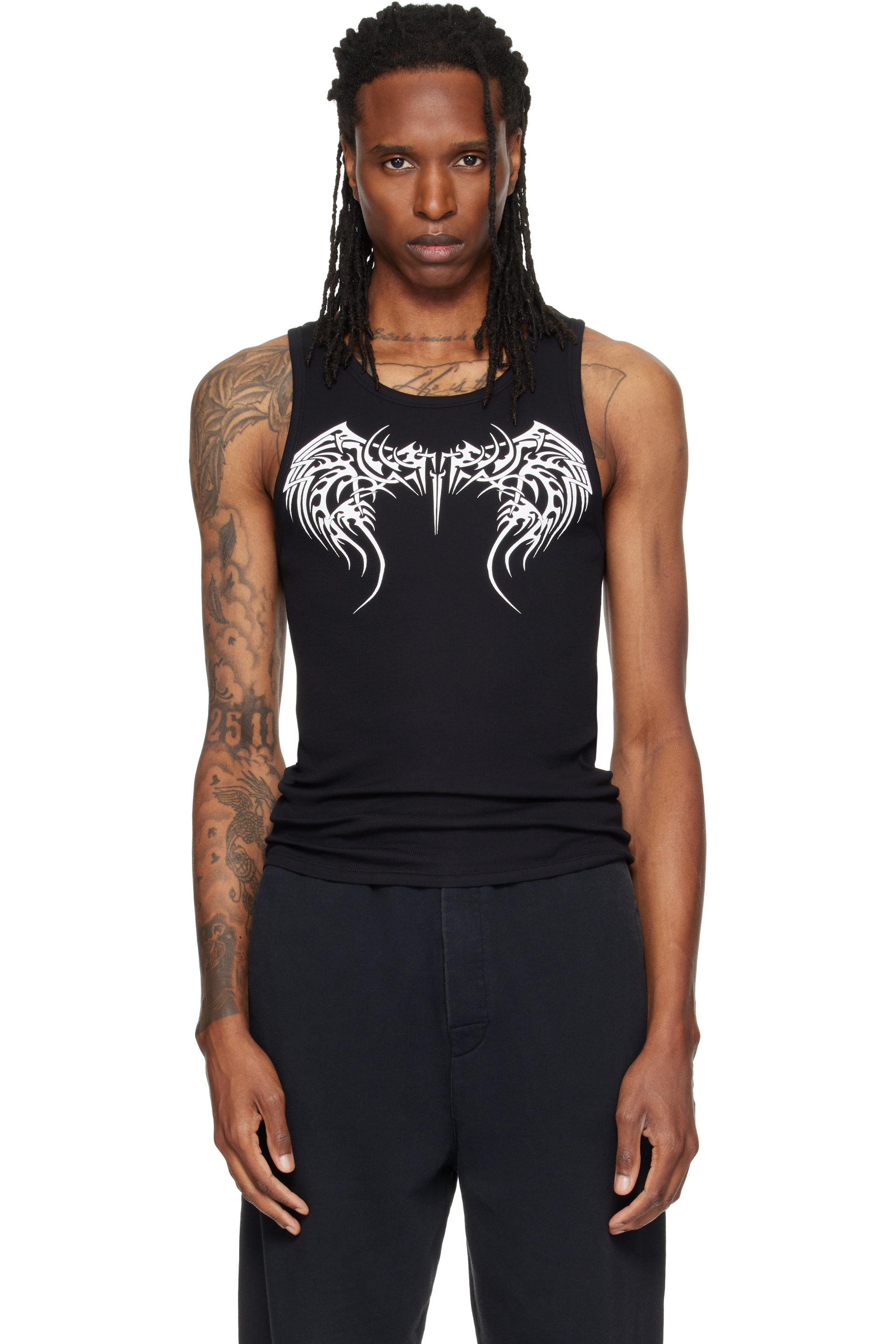 VETEMENTS - Débardeur noir à imprimé de style tatouage