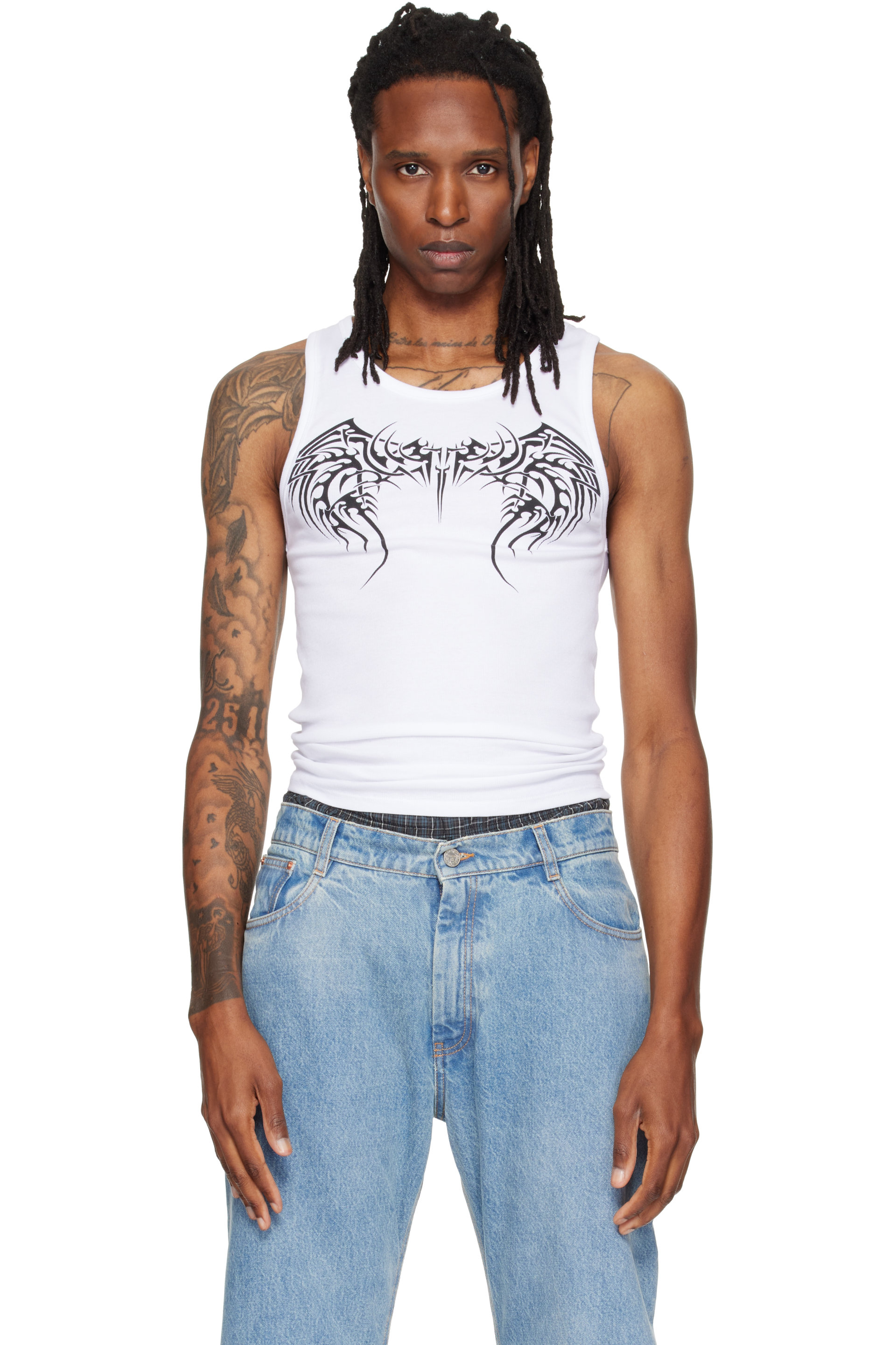 VETEMENTS - White Tattoo Tank Top