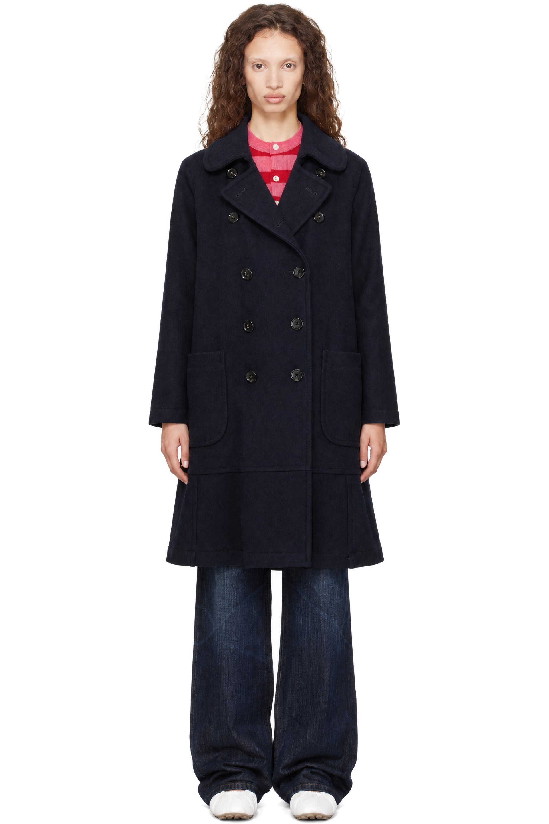 Comme des Garçons Girl - Navy Wool Nylon Melton Coat