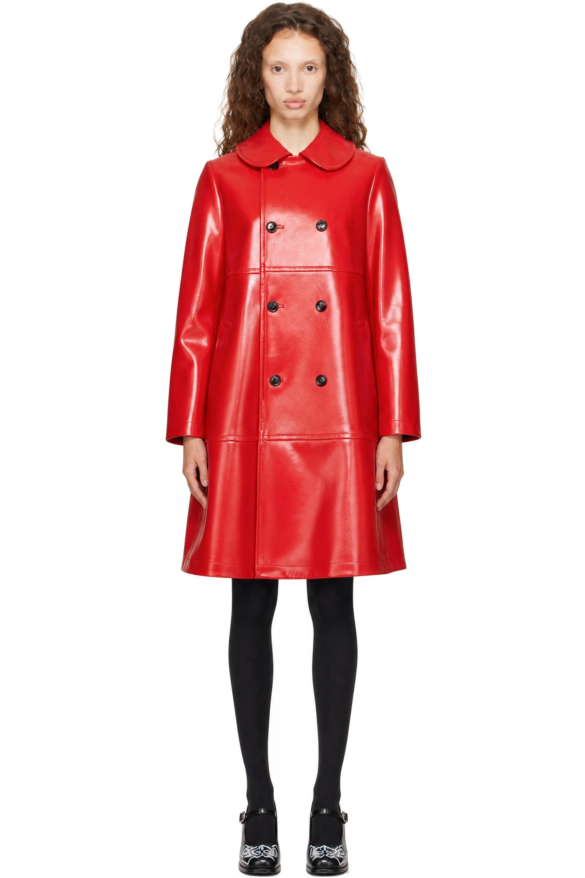 Comme des Garçons Girl - Red Synthetic Leather Coat