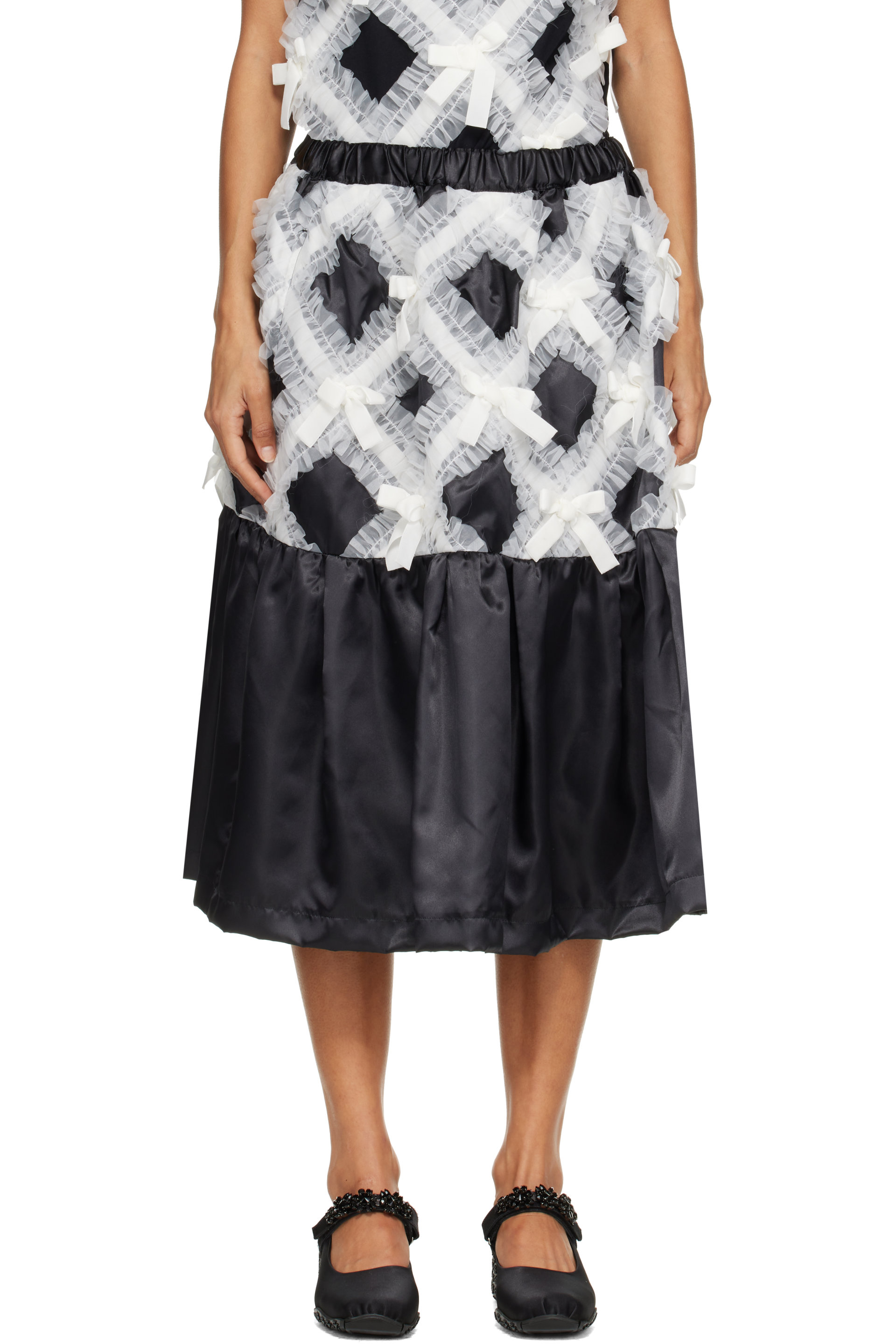 Comme des Garçons Girl - Jupe midi noire à volants et à boucles
