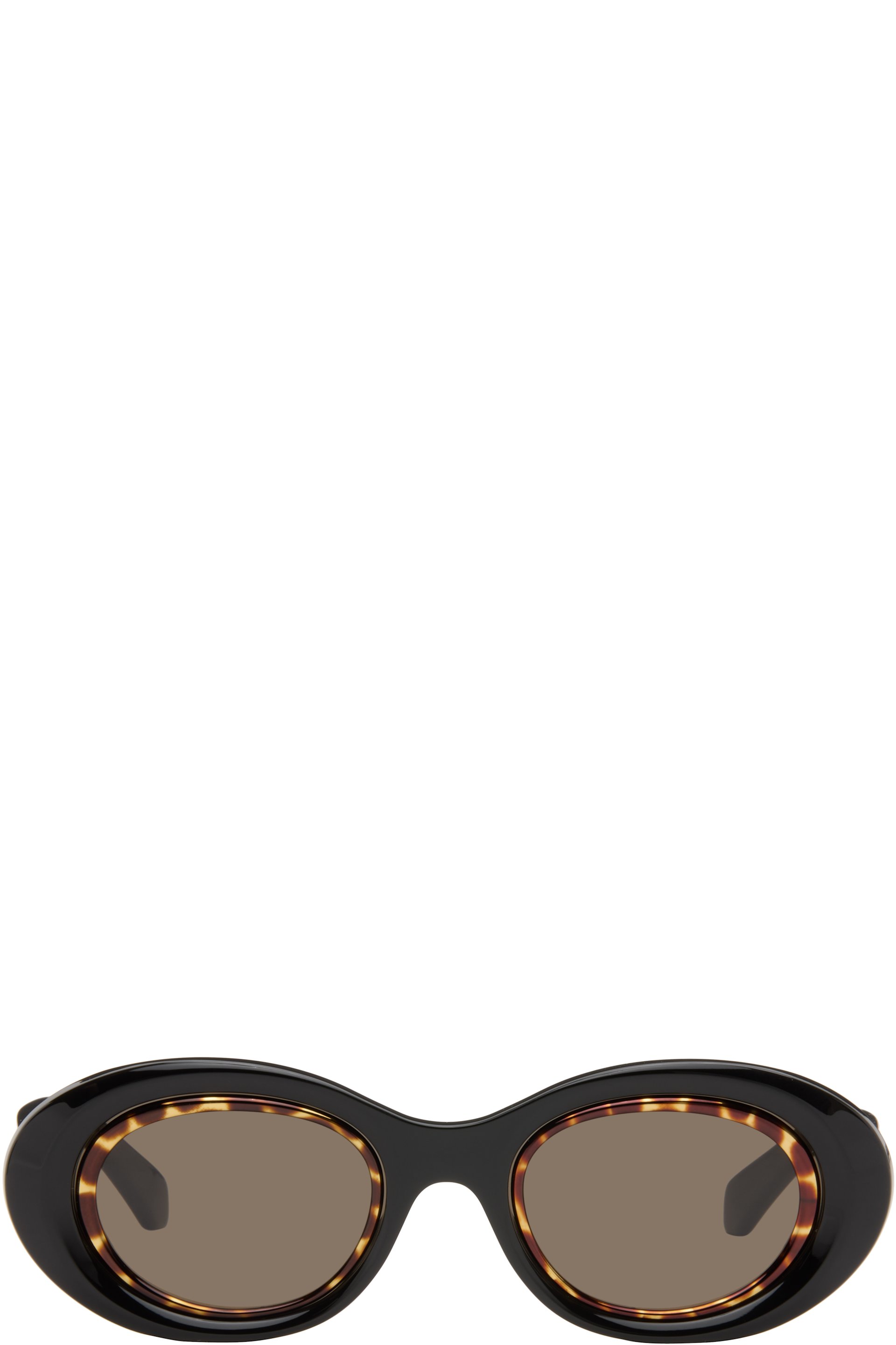 LOEWE - Black Mini Anagram Oval Sunglasses