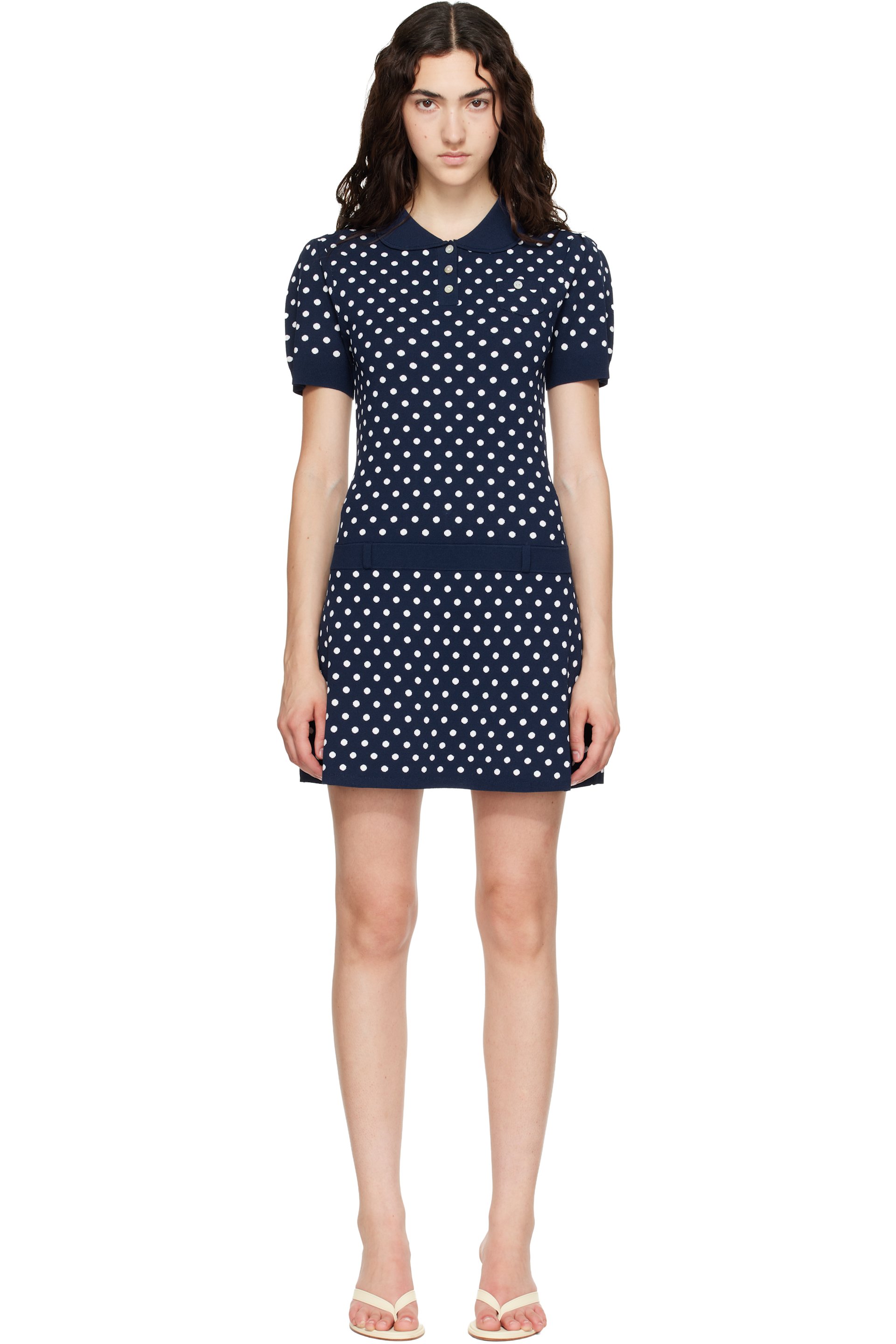 Sandy Liang - Navy Tumi Sweater Minidress