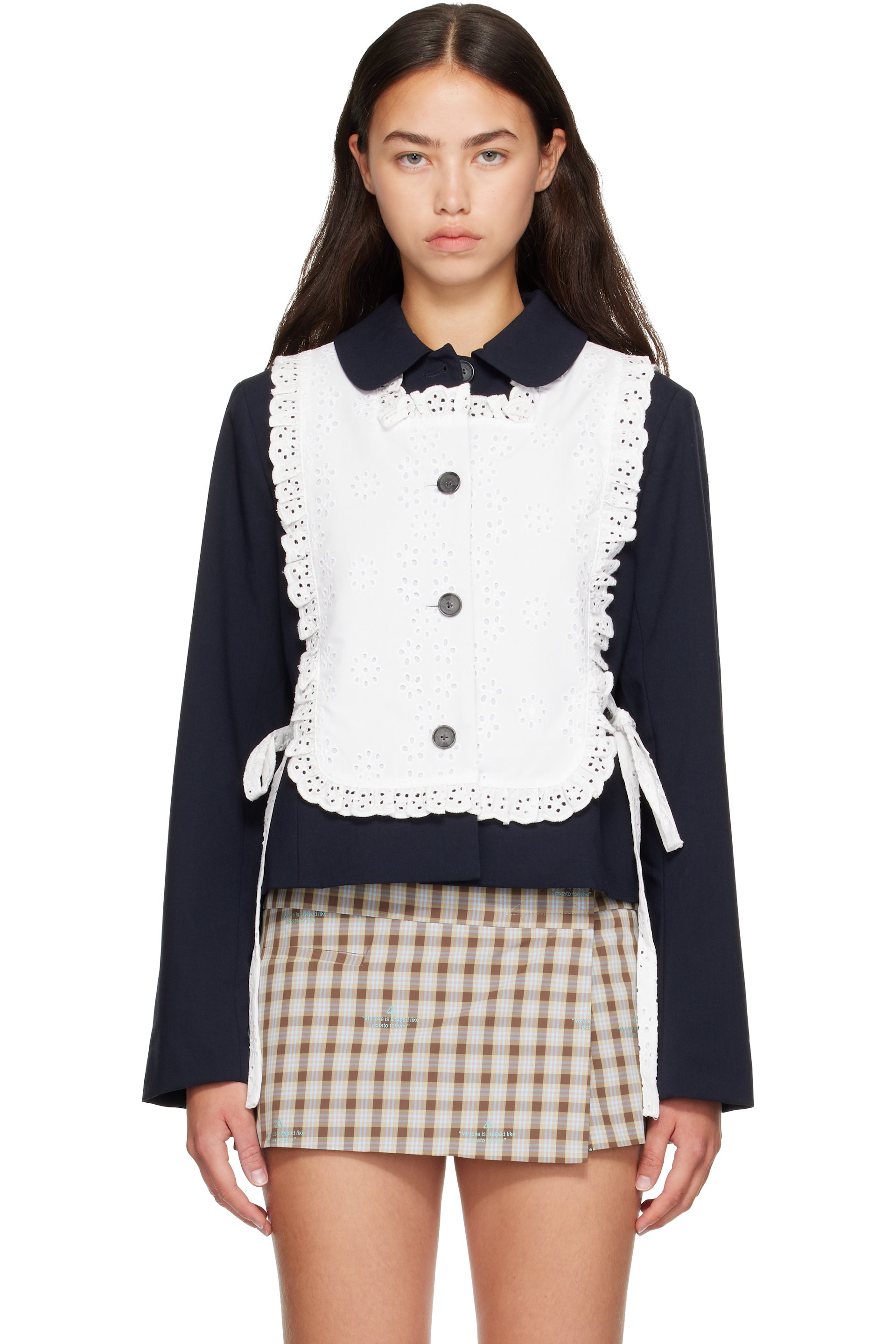 Sandy Liang - Navy & White Winslow Jacket