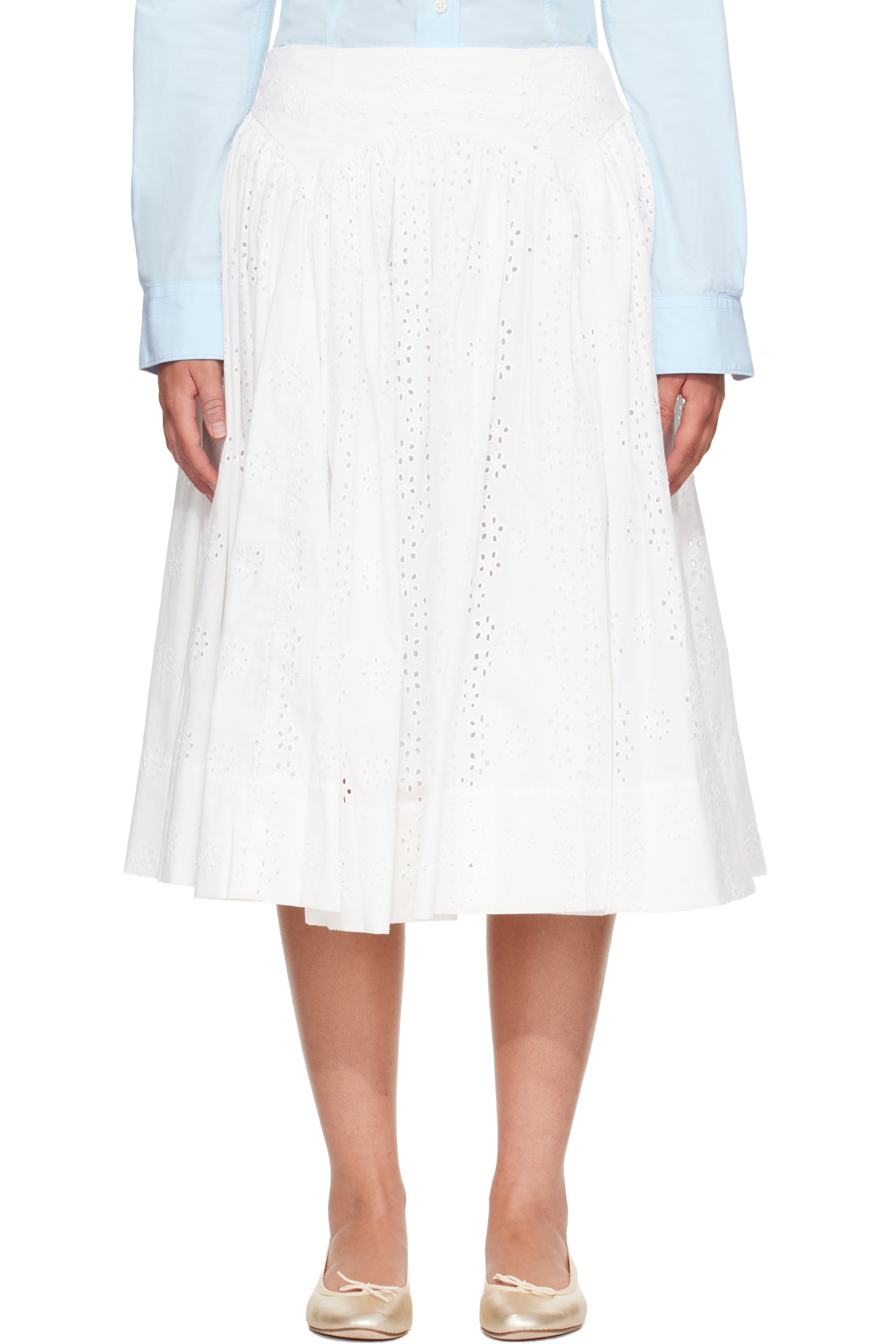 Sandy Liang - White Murano Midi Skirt