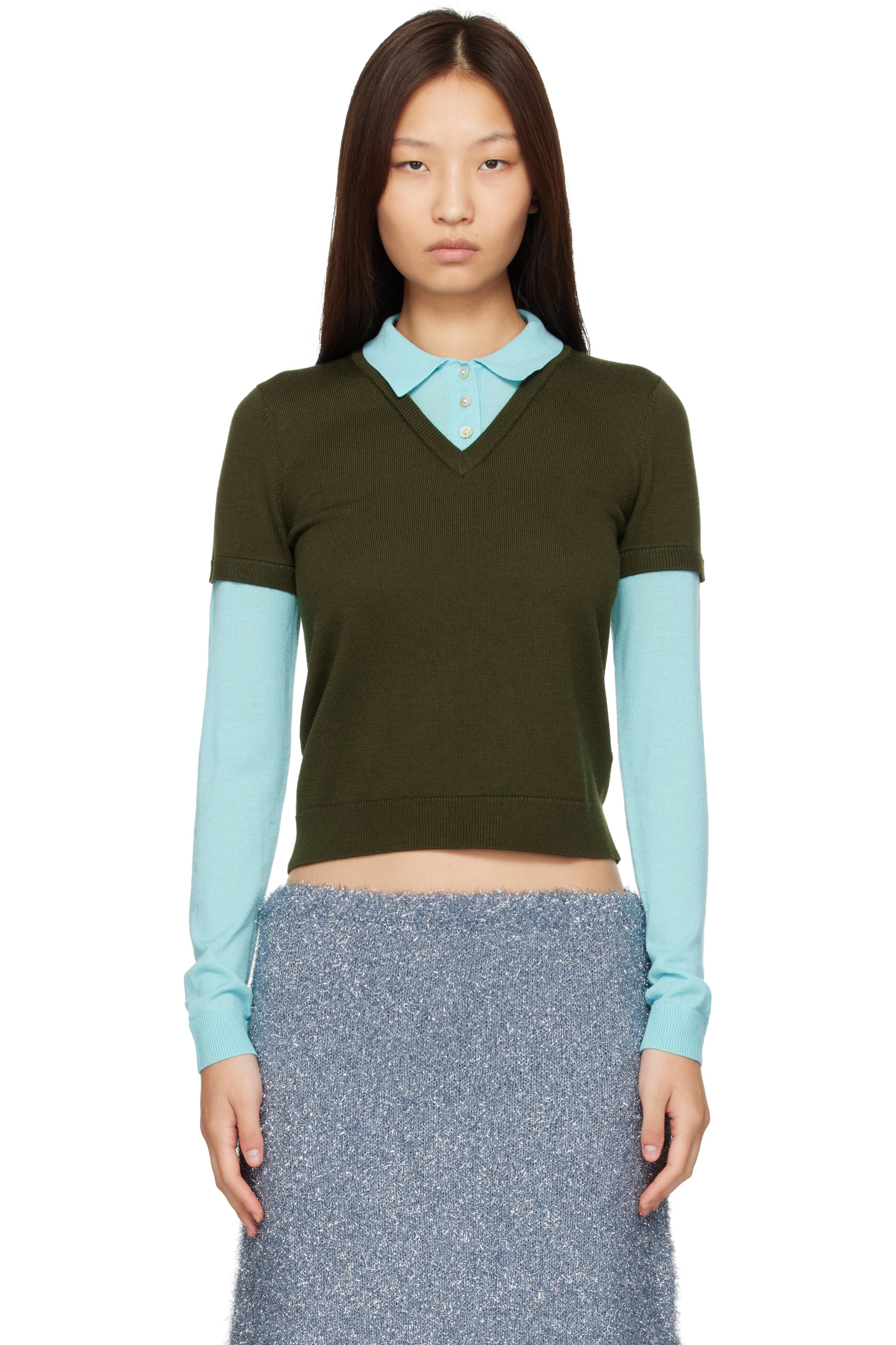 Sandy Liang - Green & Blue Lottie Sweater