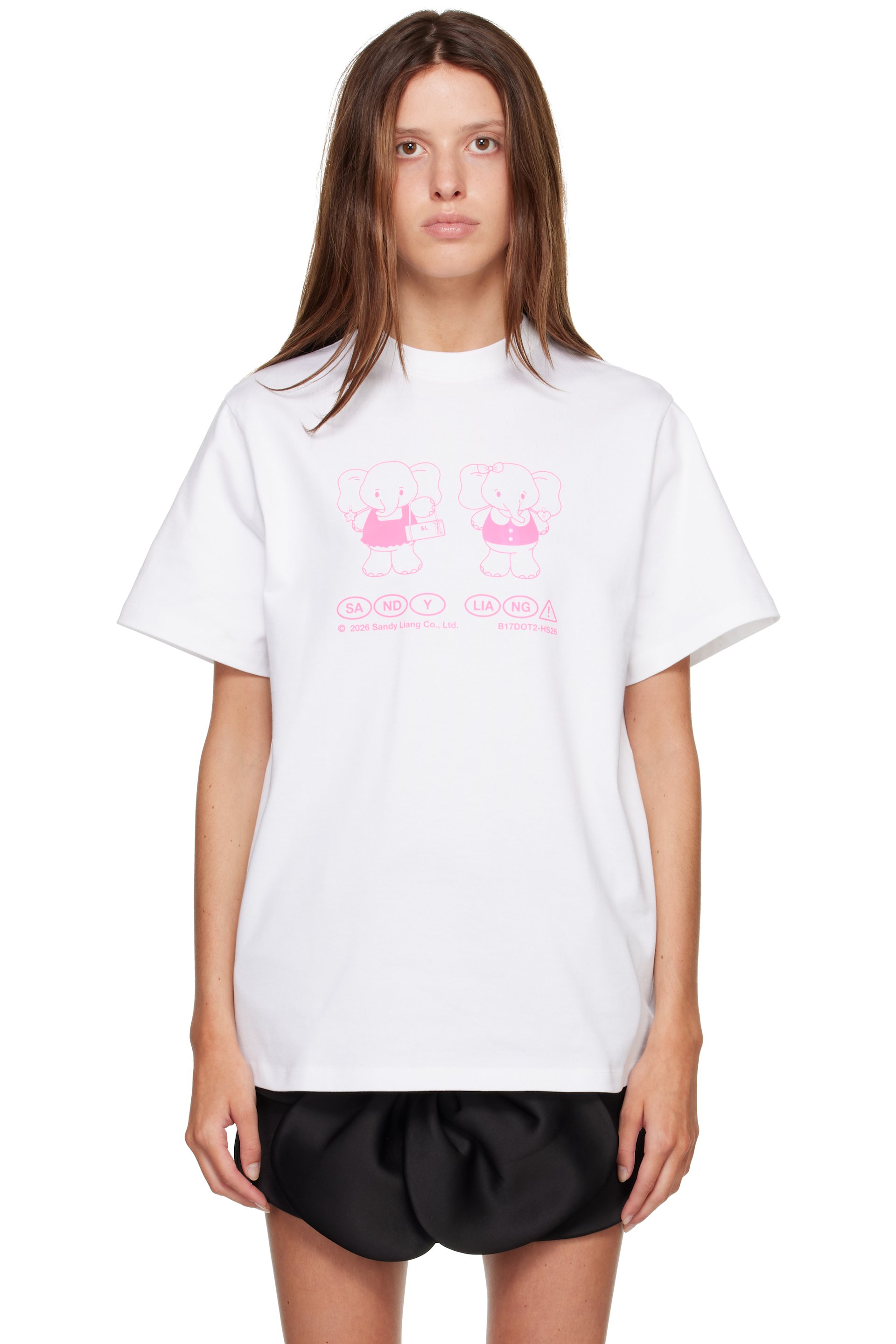 Sandy Liang - White Peanut Boxy T-shirt