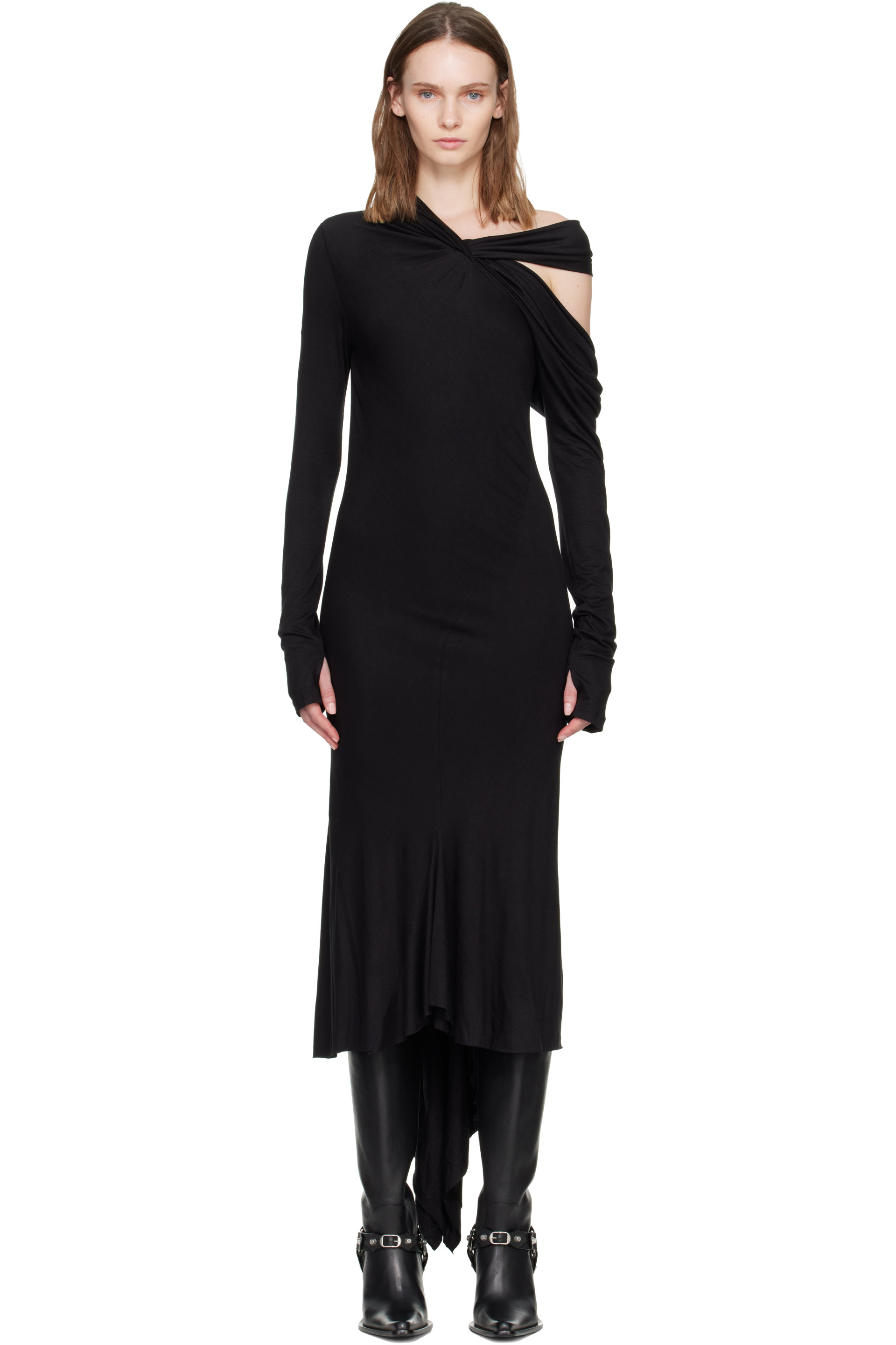 AARON ESH - Blac Twist Strap Midi Dress