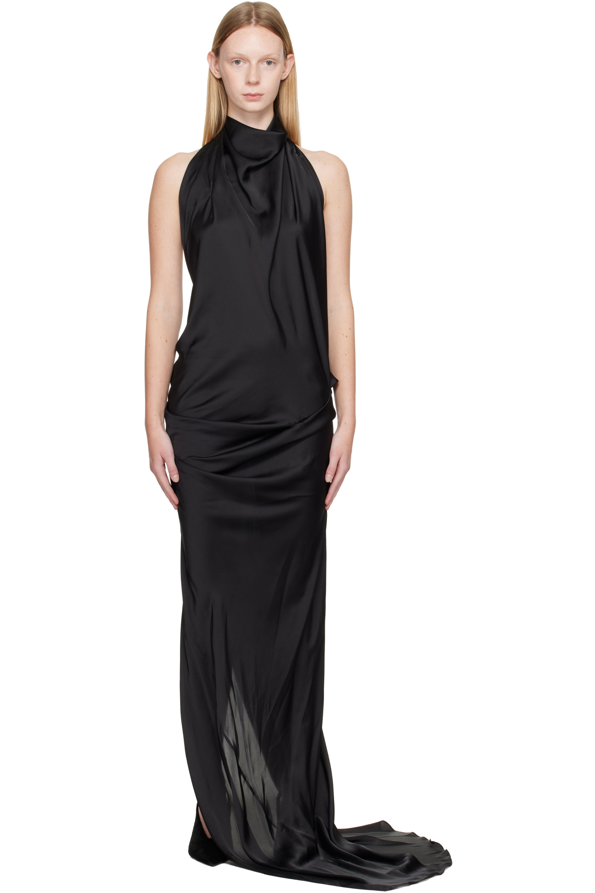 AARON ESH - Black Halter Neck Maxi Dress