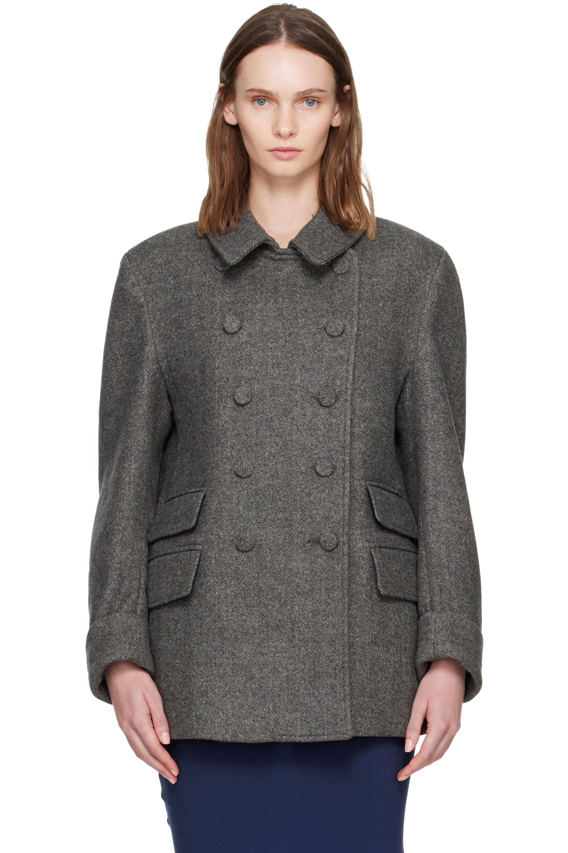 AARON ESH - Gray Wool Peacoat