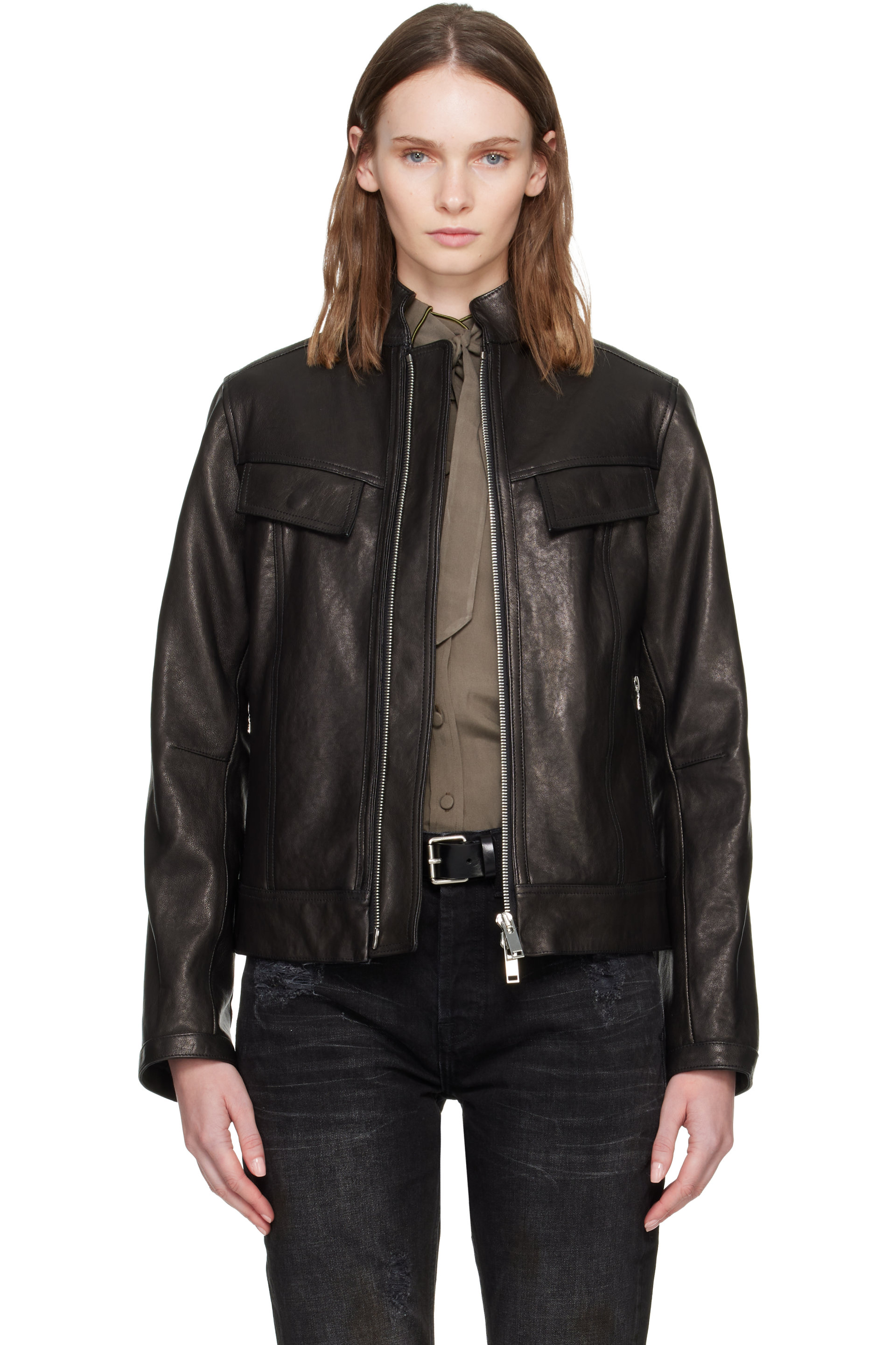 AARON ESH - Black Grained Leather Jacket