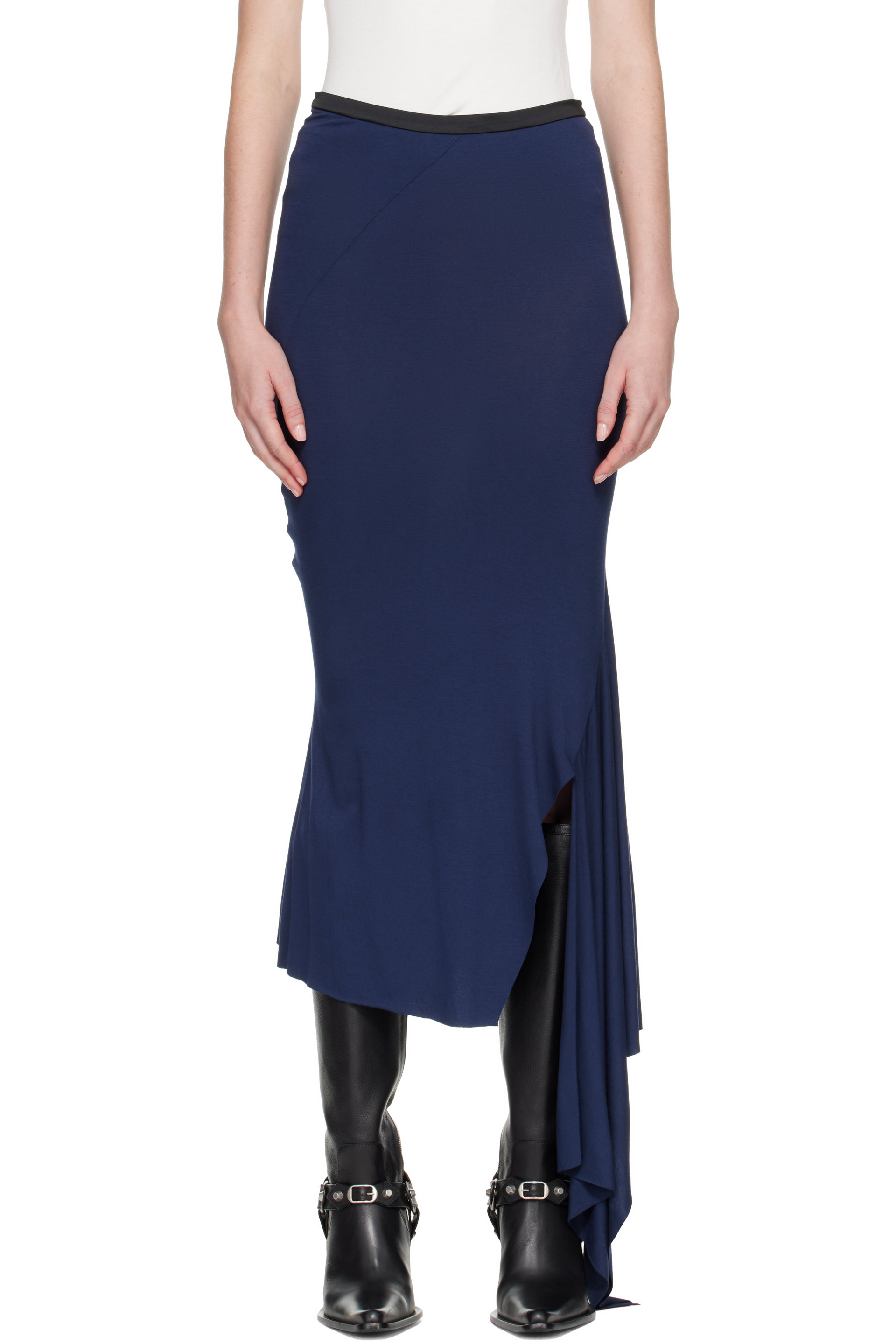 AARON ESH - Navy Fishtail Maxi Skirt