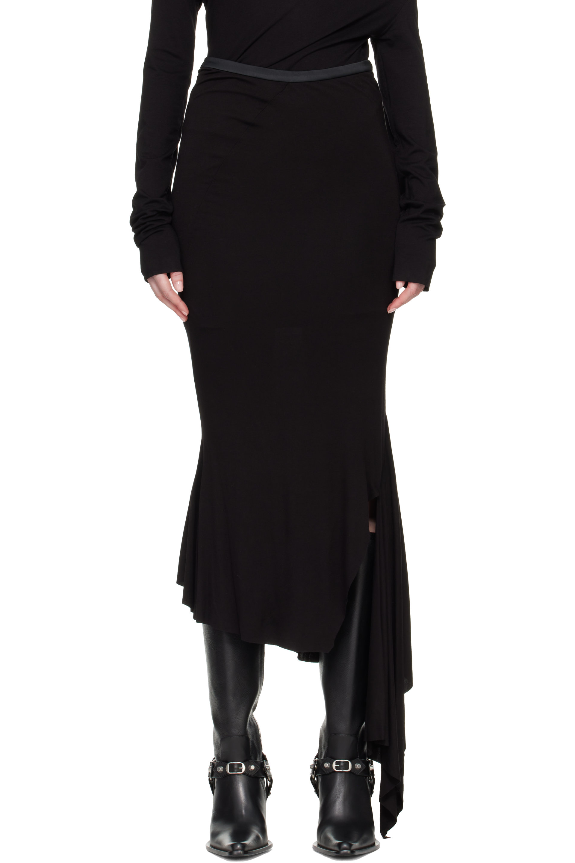 AARON ESH - Black Fishtail Maxi Skirt