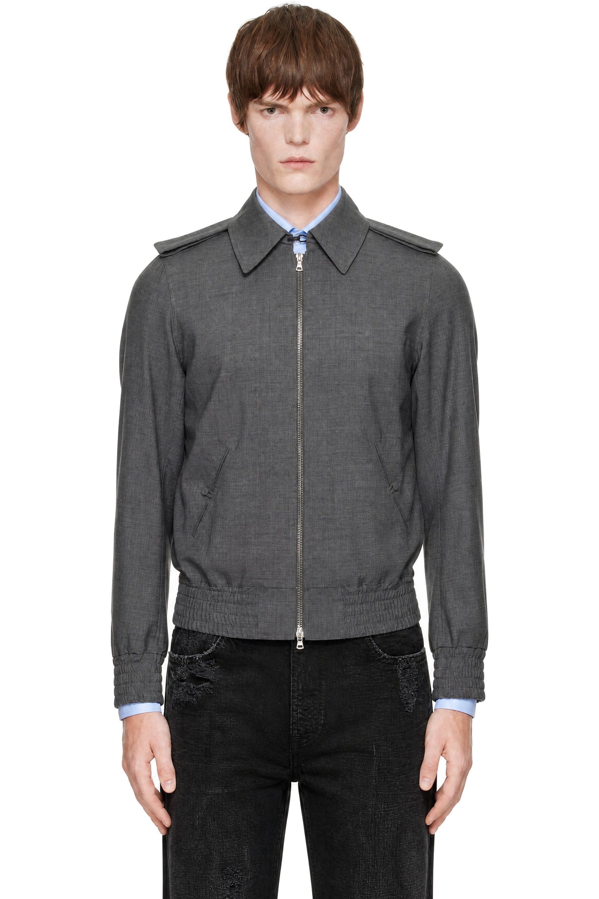 AARON ESH - Gray Wool Bomber Jacket