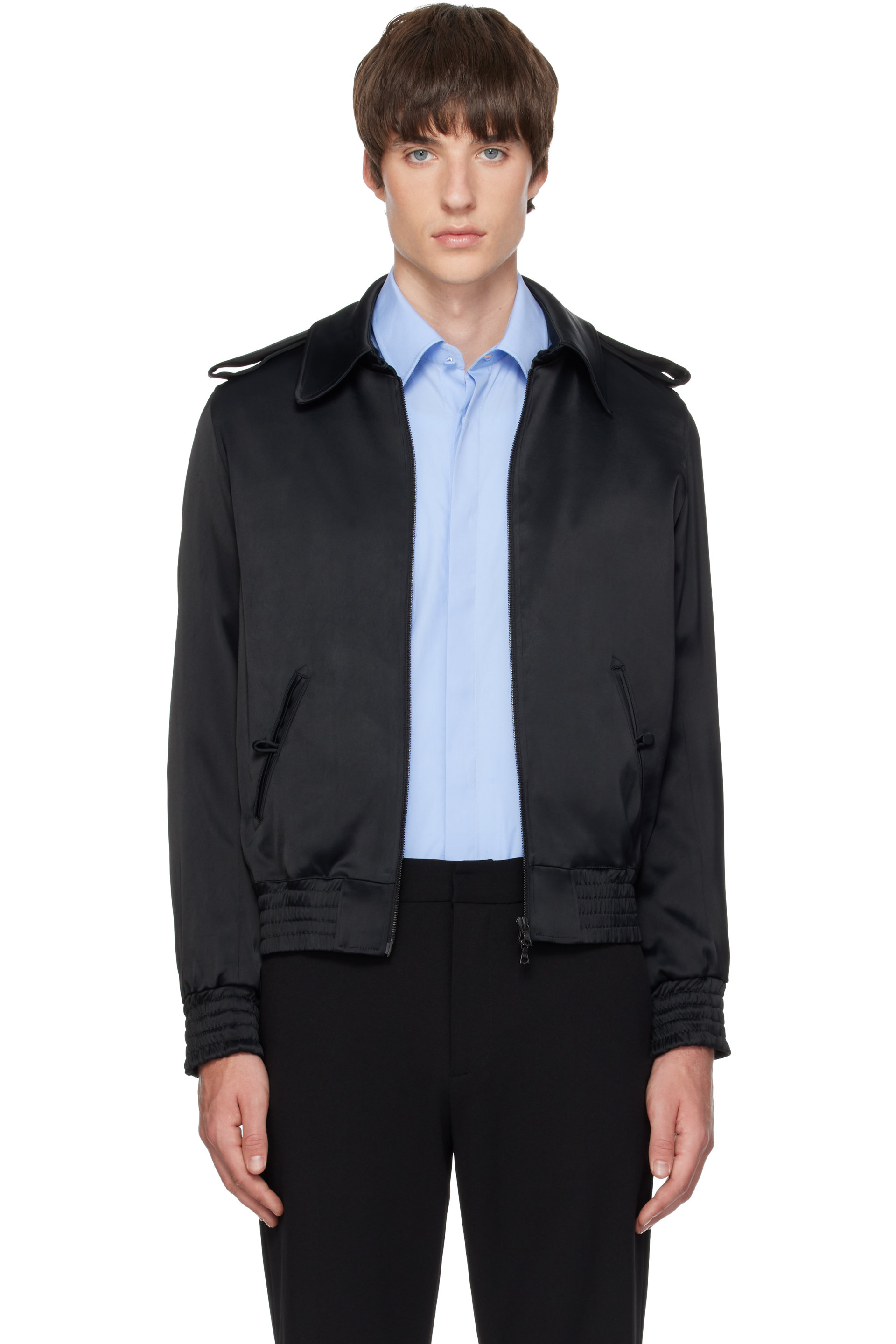 AARON ESH - Blouson aviateur noir en satin