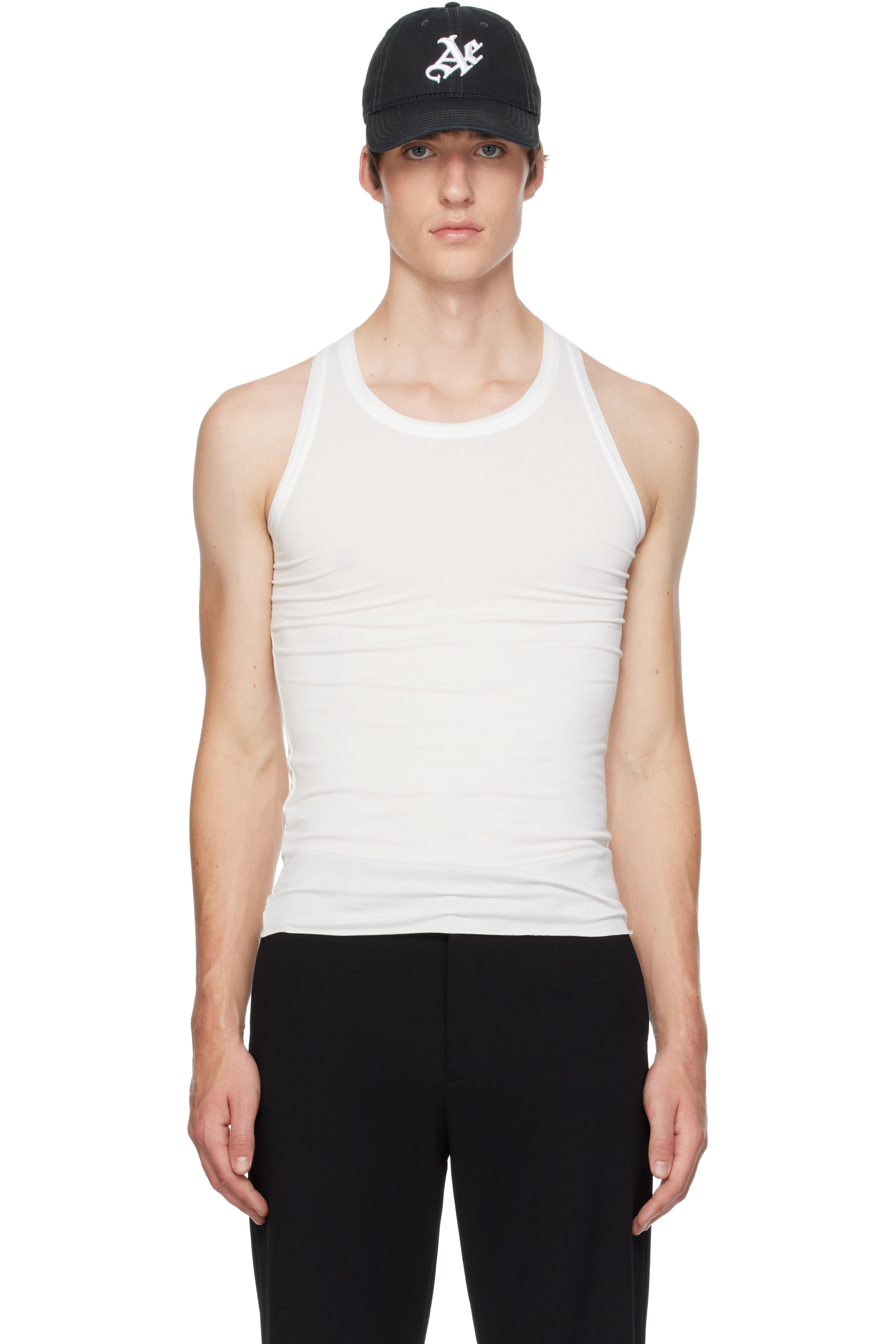 AARON ESH - Débardeur blanc cassé en jersey à garnitures en satin