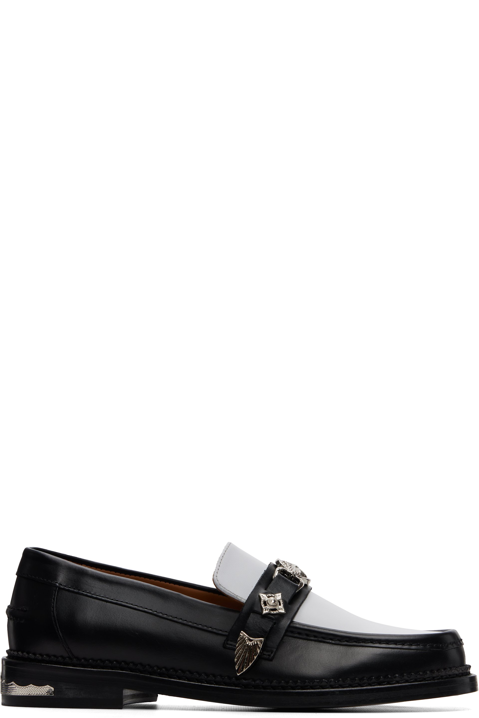 Toga Virilis - SSENSE Exclusive Black & White Hard Leather Loafers