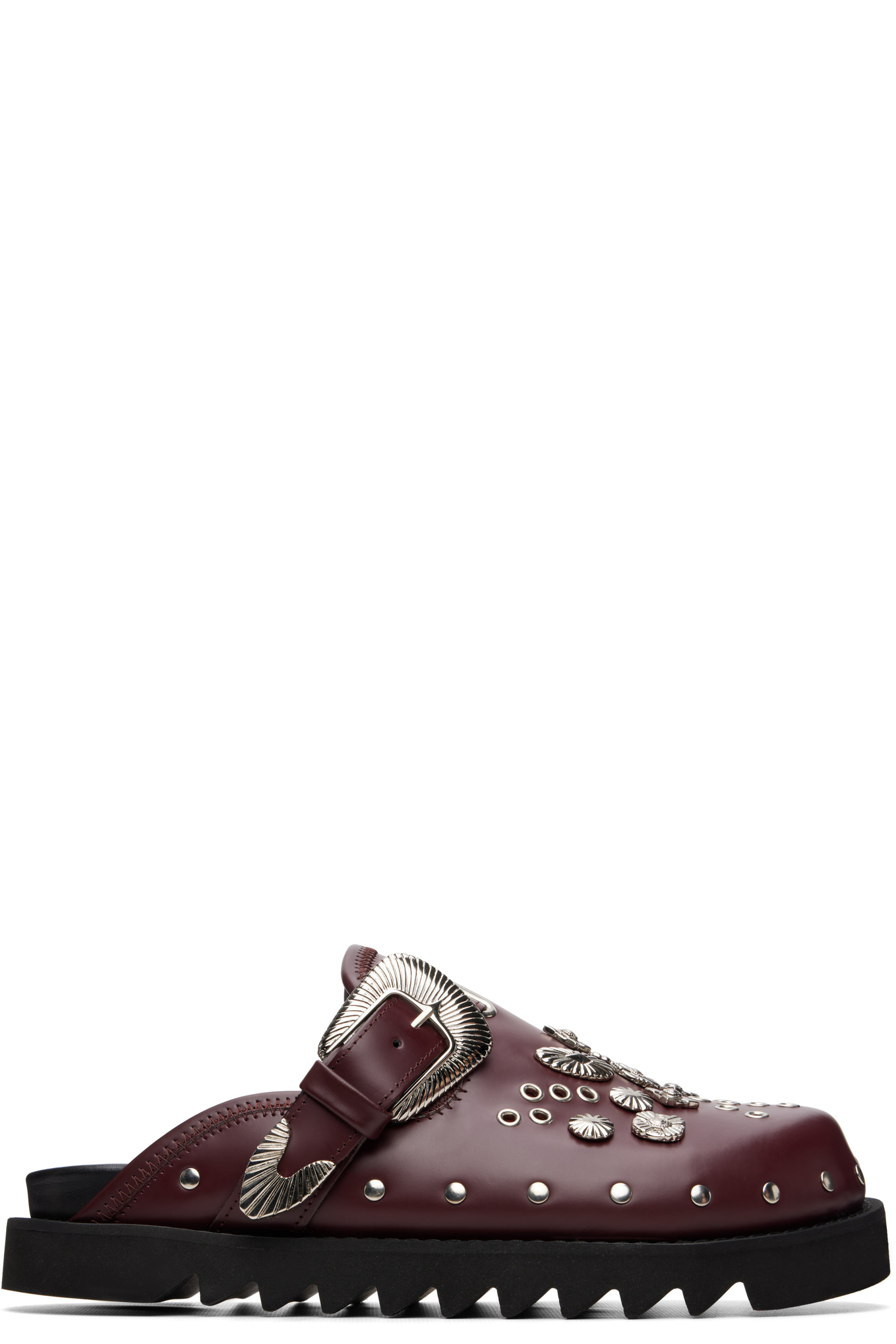 TOGA VIRILIS - SSENSE 独家发售酒红色 Eyelet Metal Sabot 穆勒鞋