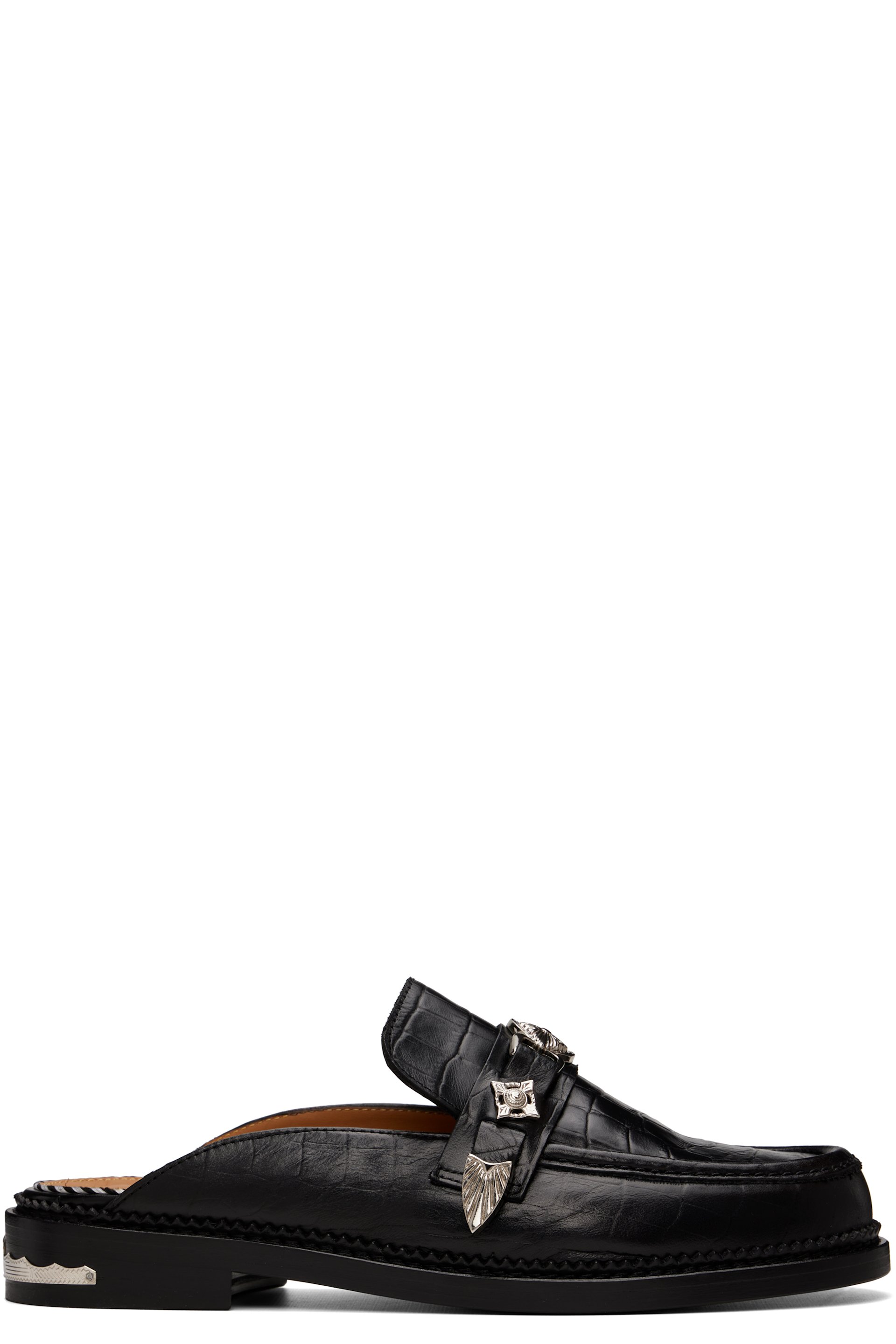 Toga Virilis - Black Embossed Croco Loafers