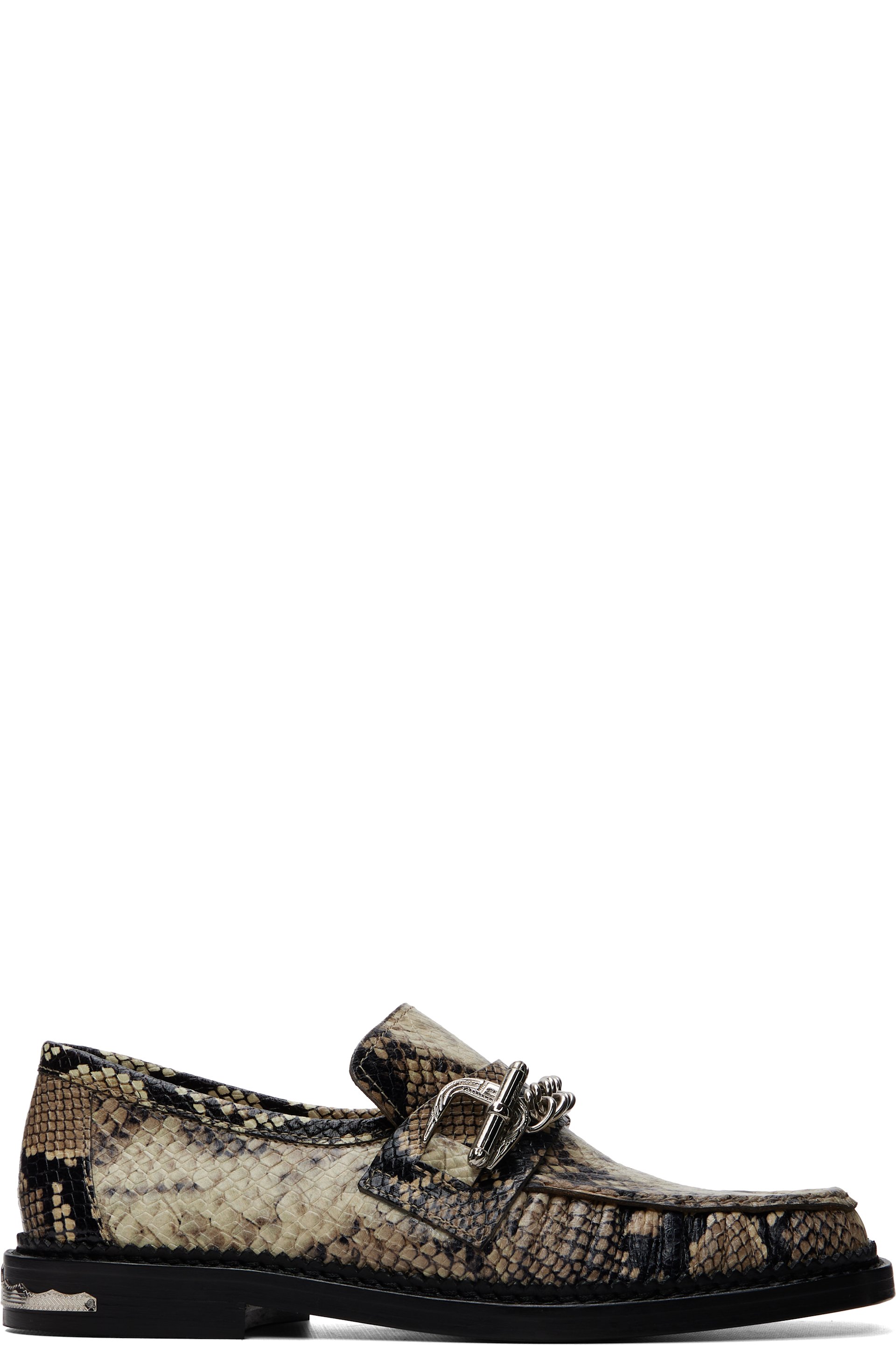 Toga Virilis - Beige Embossed Snake Loafers