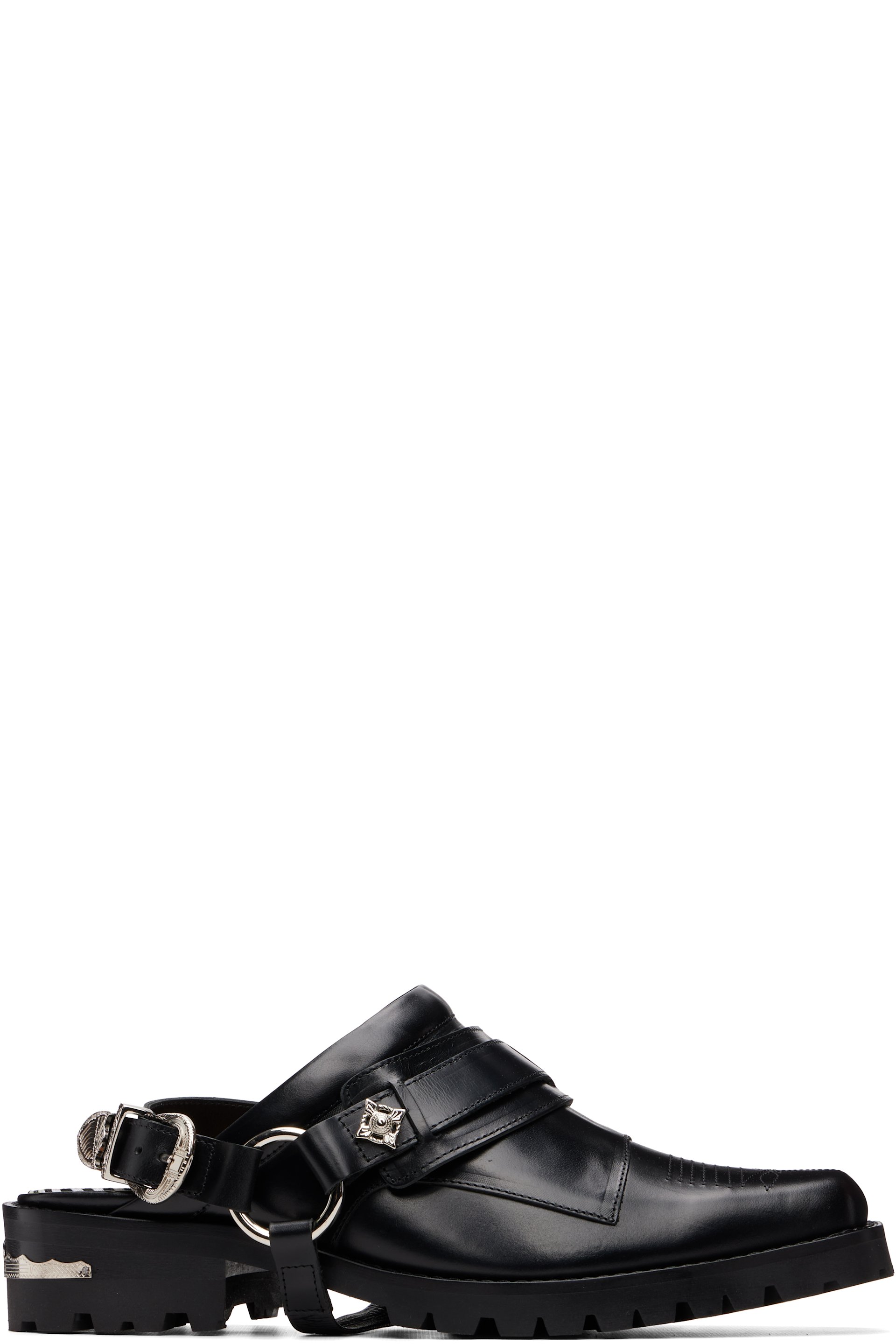 Toga Virilis - Black Leather Slip-on Loafers