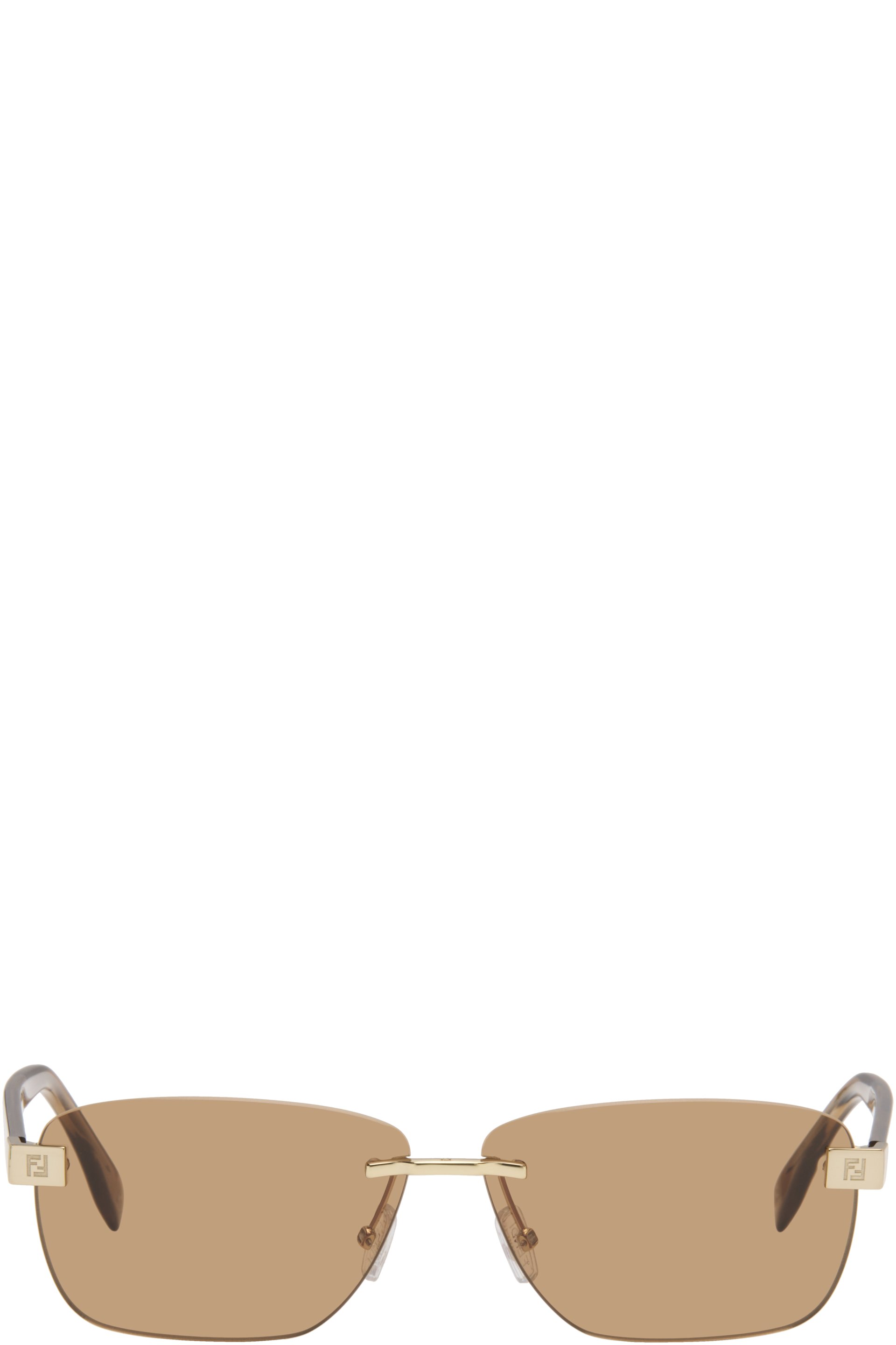Fendi - Lunettes de soleil dorées à logos