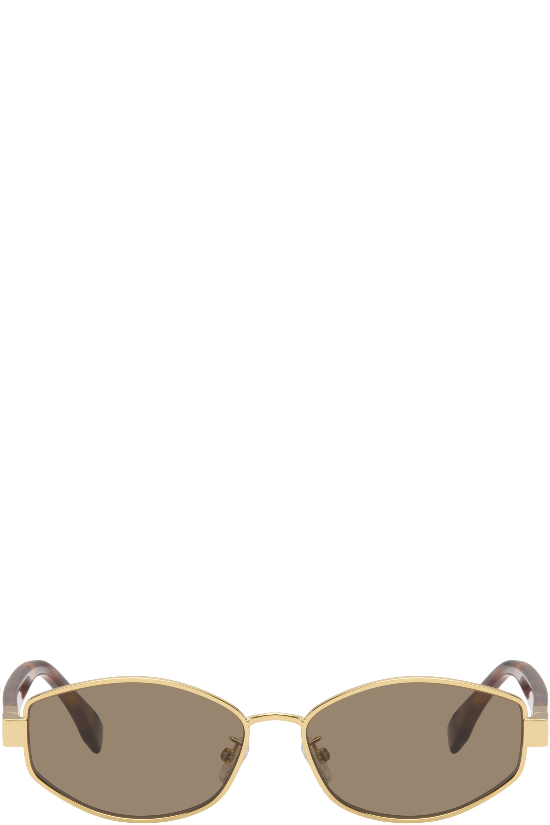 Fendi - Lunettes de soleil dorées à logos FF Baguette