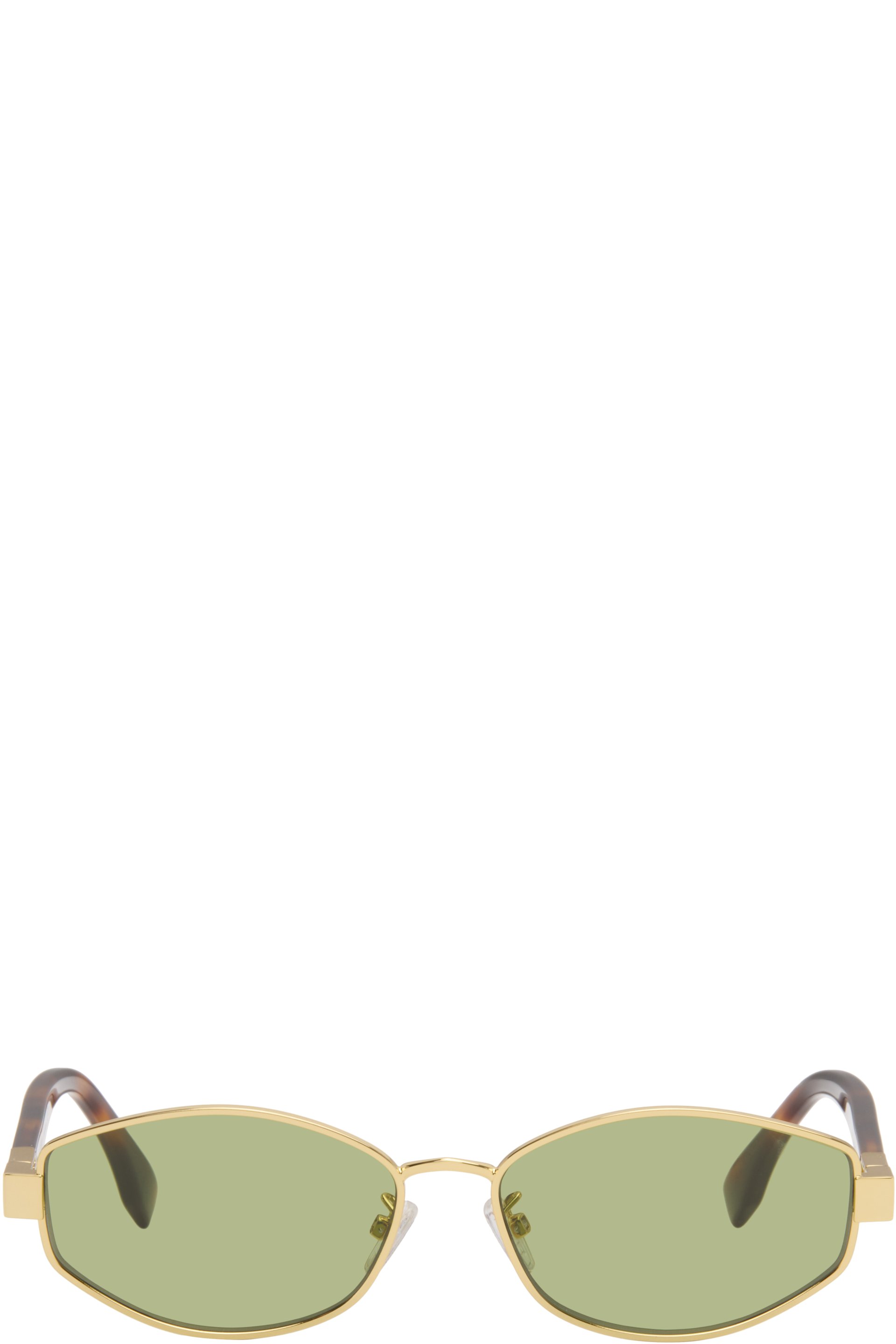 Fendi - Lunettes de soleil dorées à logos FF Baguette
