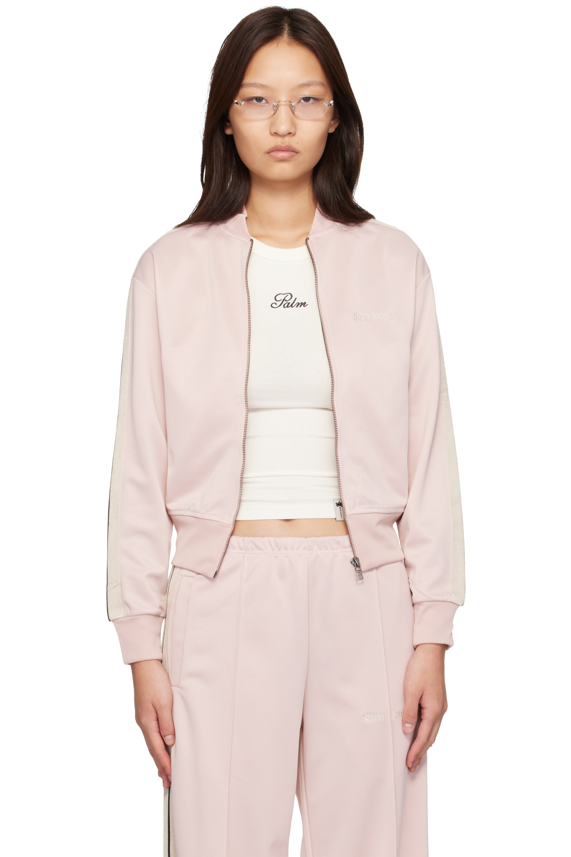 Palm Angels - Blouson de survêtement rose à logo