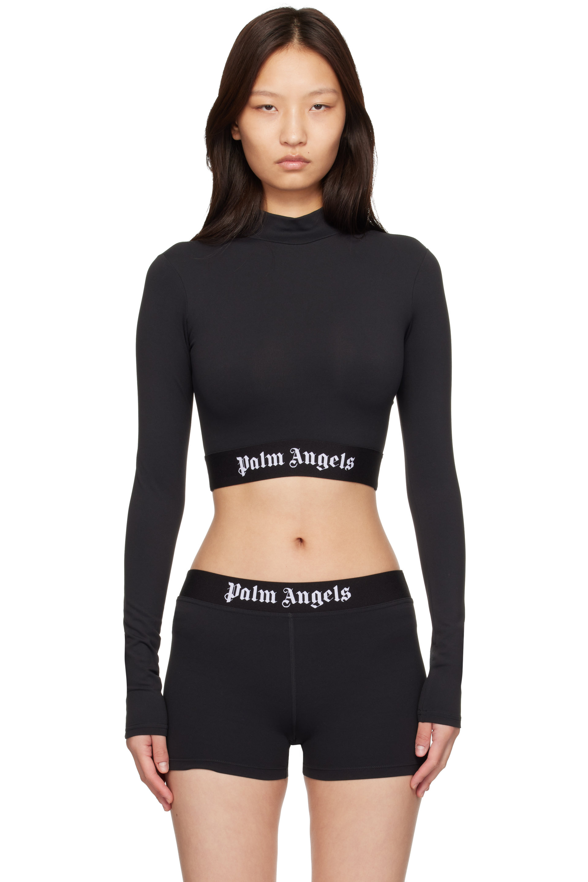 Palm Angels - Black Classic Logo Long-Sleeved Mockneck Top