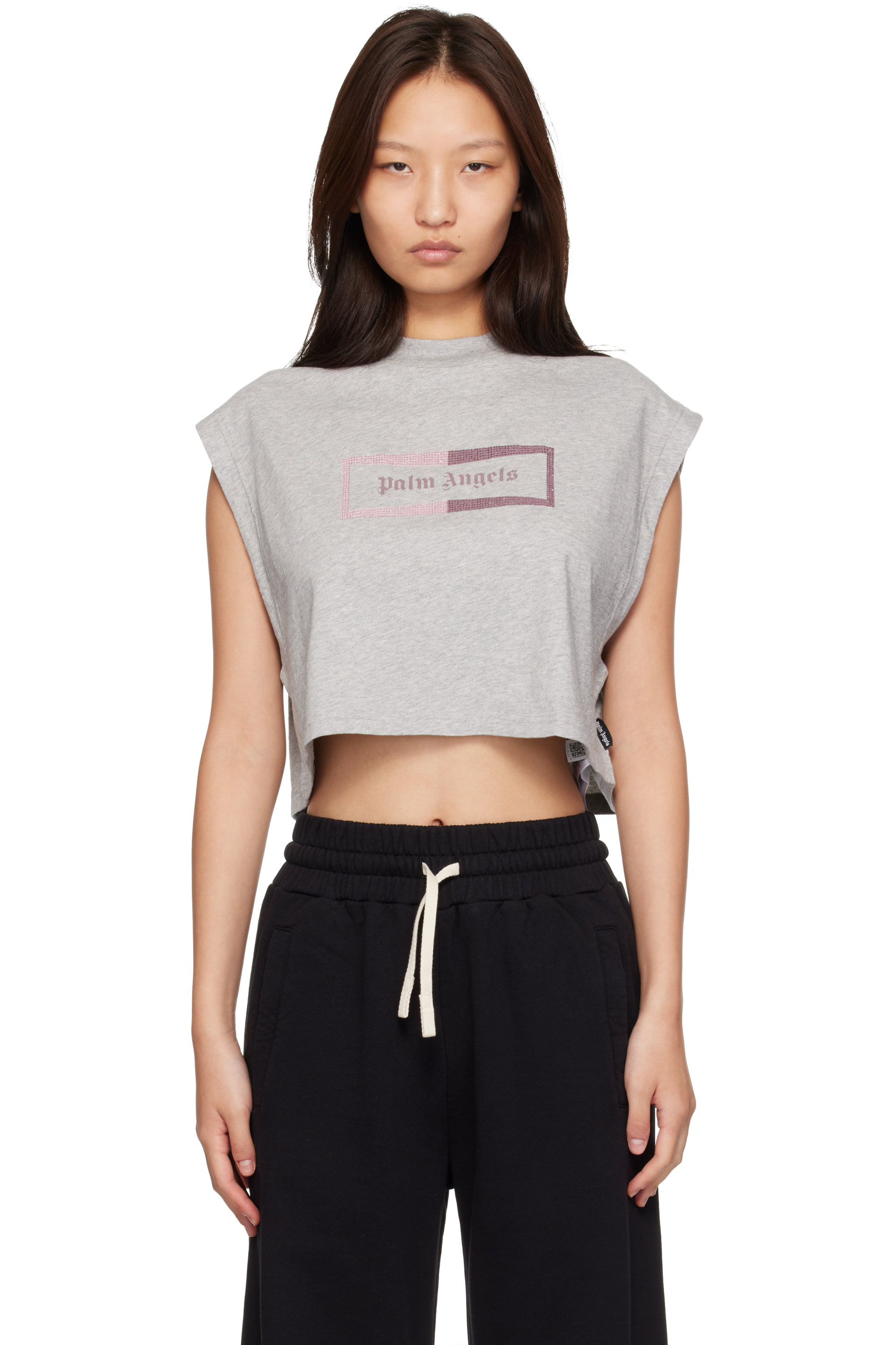 Palm Angels - Gray Studded Box Logo Tank Top