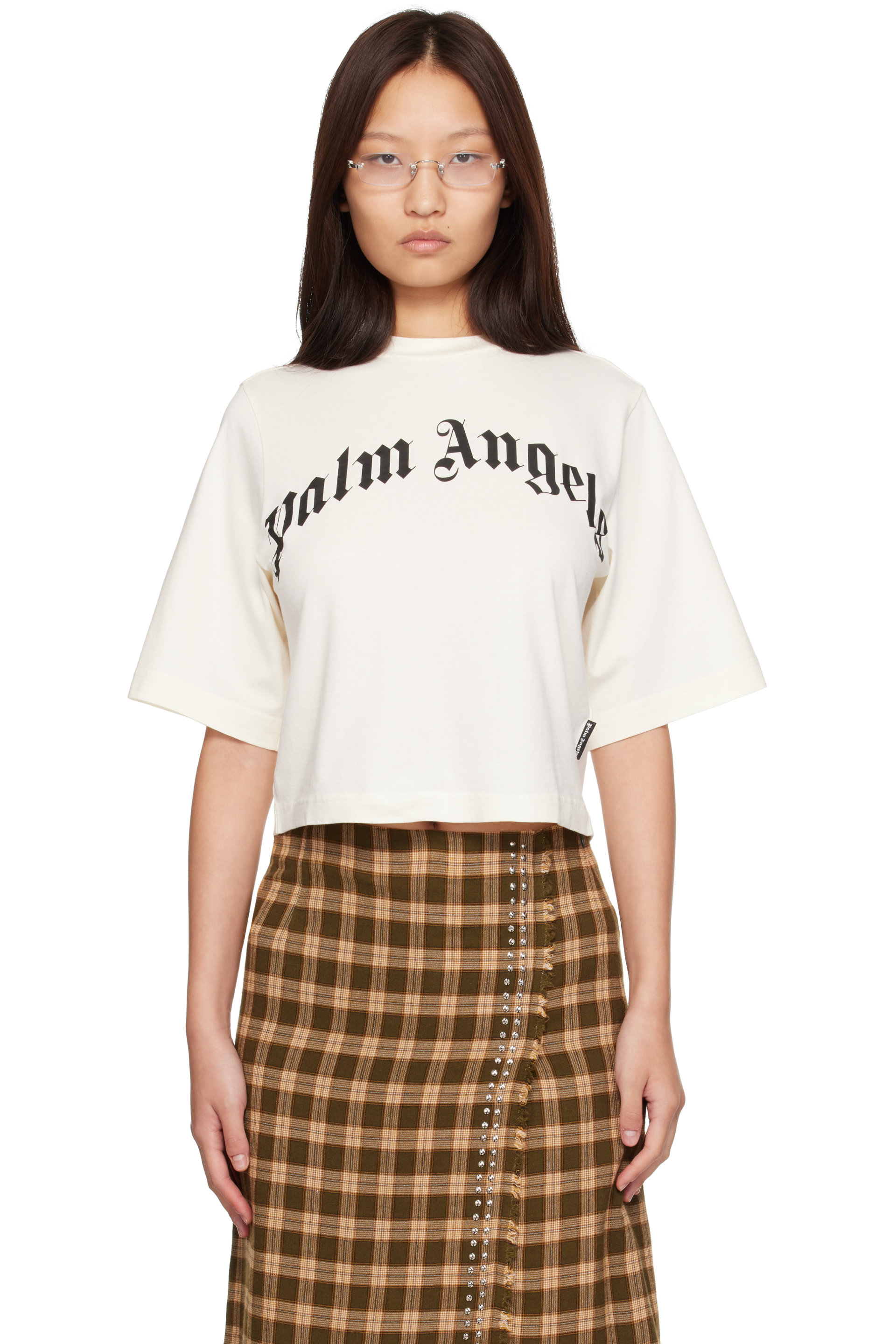 Palm Angels - Off-White Curved Logo Boxy T-shirt