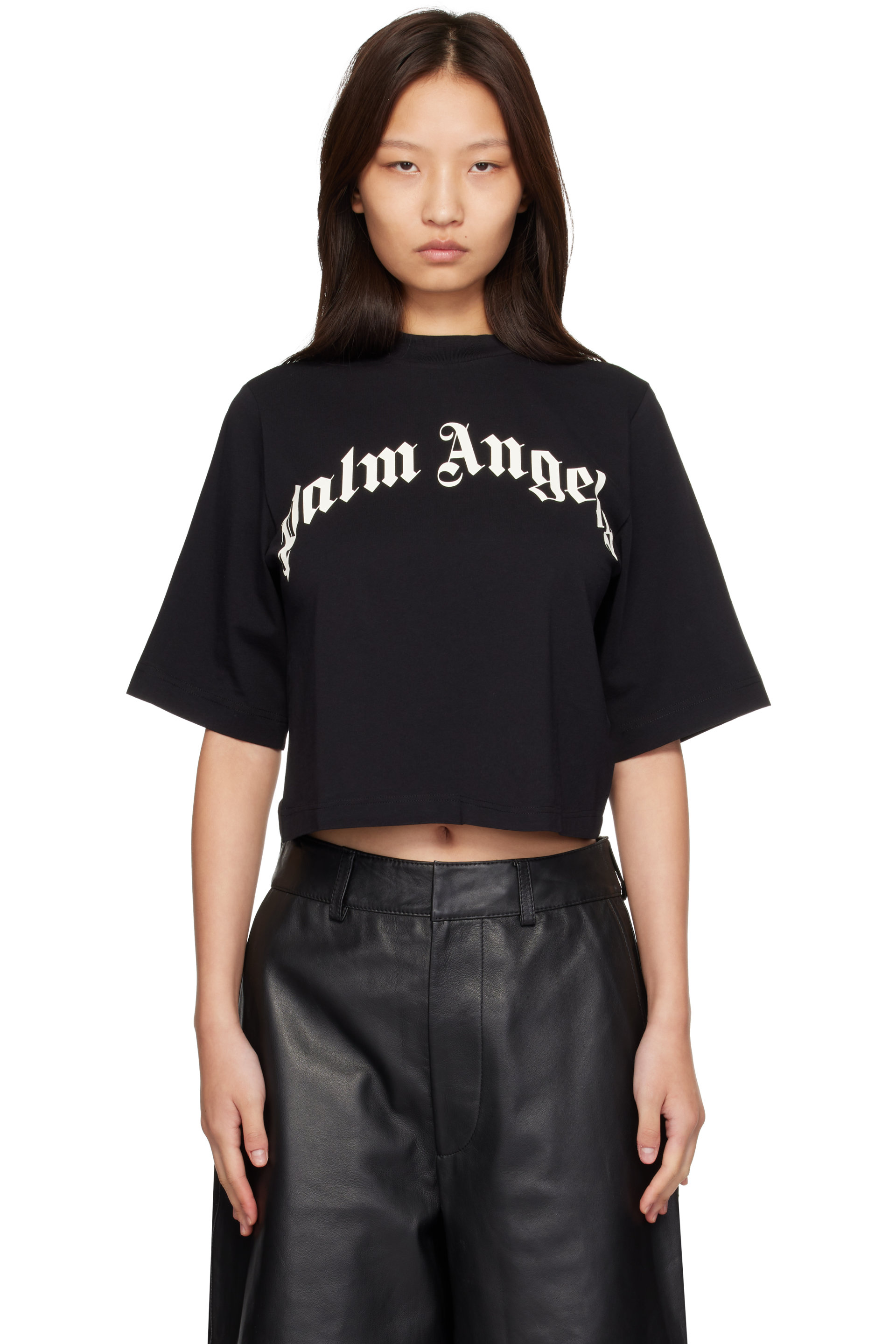Palm Angels - Black Curved Logo Boxy T-shirt