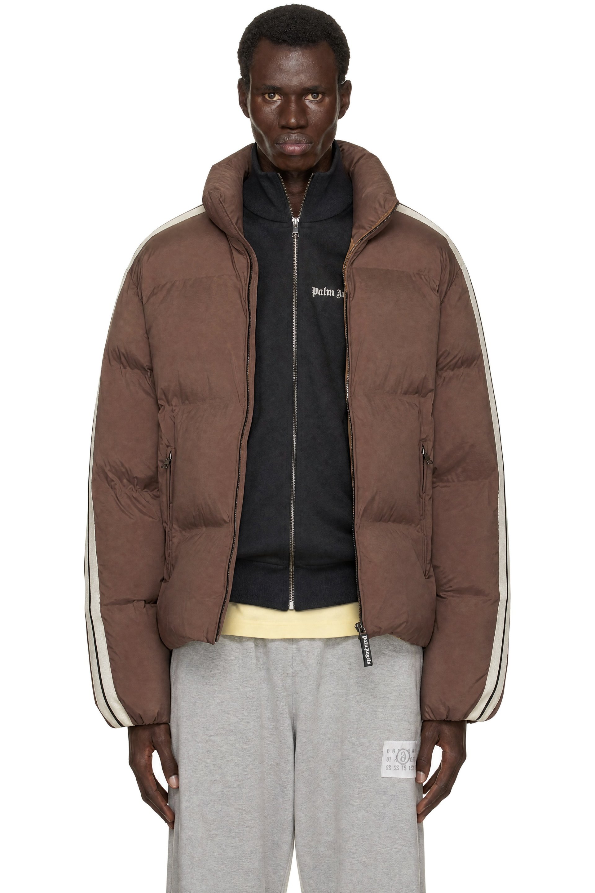 Palm Angels - Brown Classic Logo Track Puffer Jacket