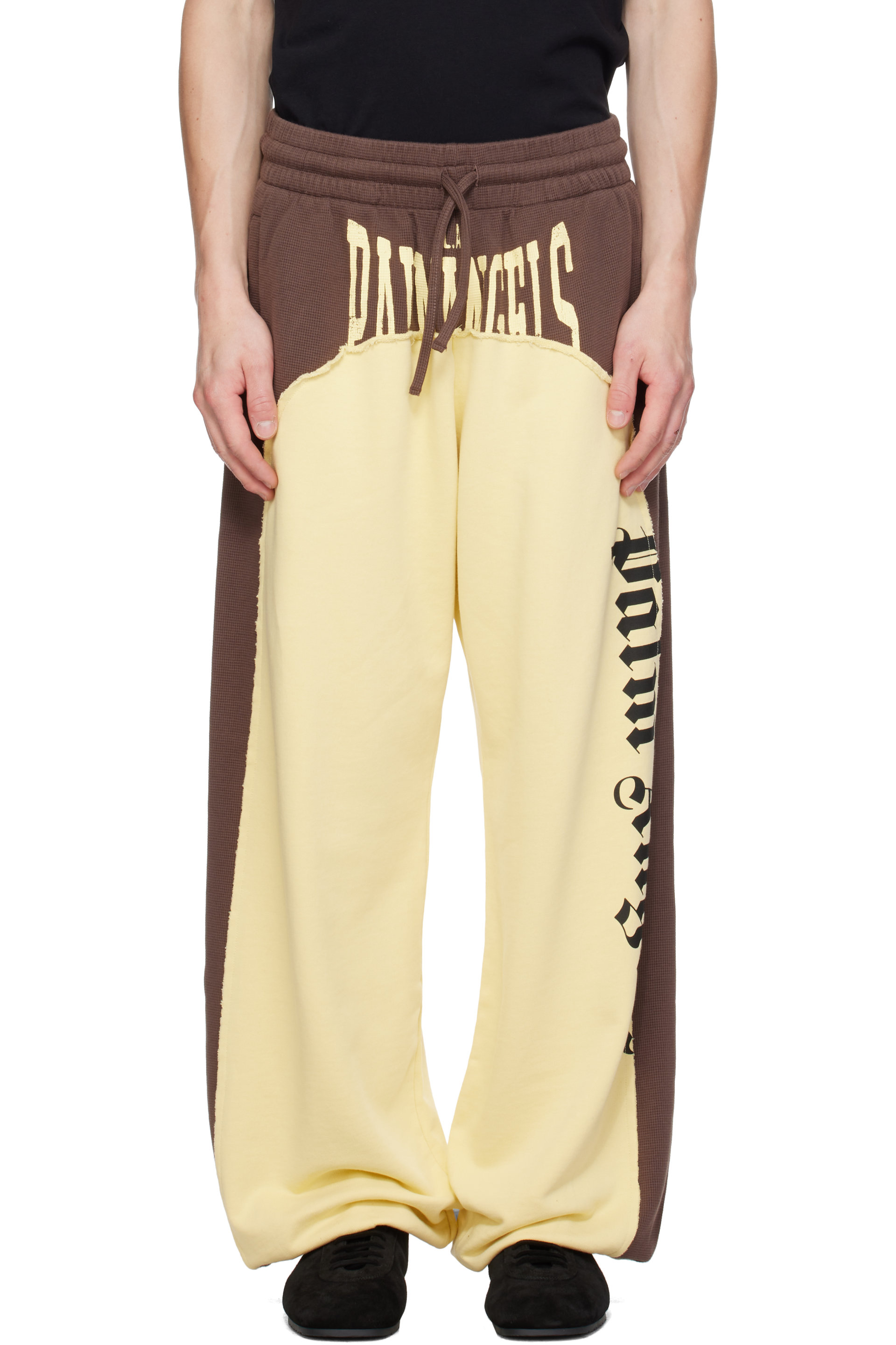 Palm Angels - Brown & Yellow Vintage Logo Loose Sweatpants