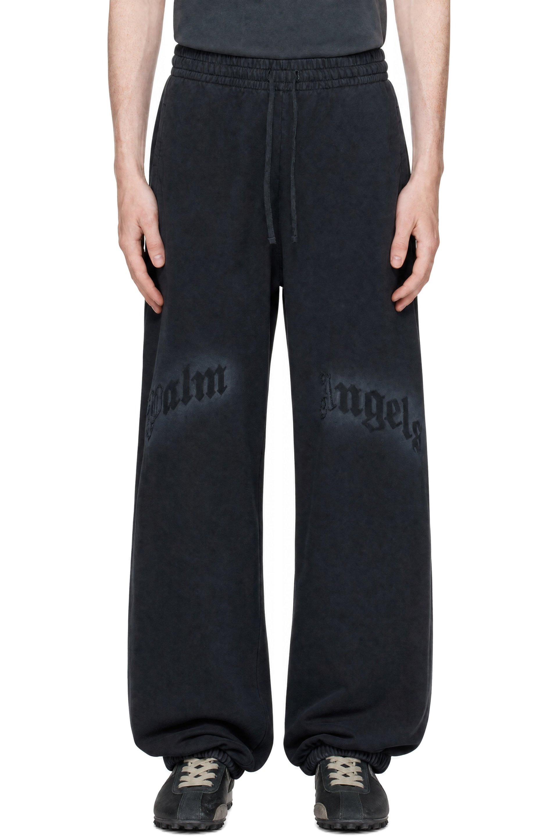 Palm Angels - Pantalon de survêtement ample gris à écusson à logo
