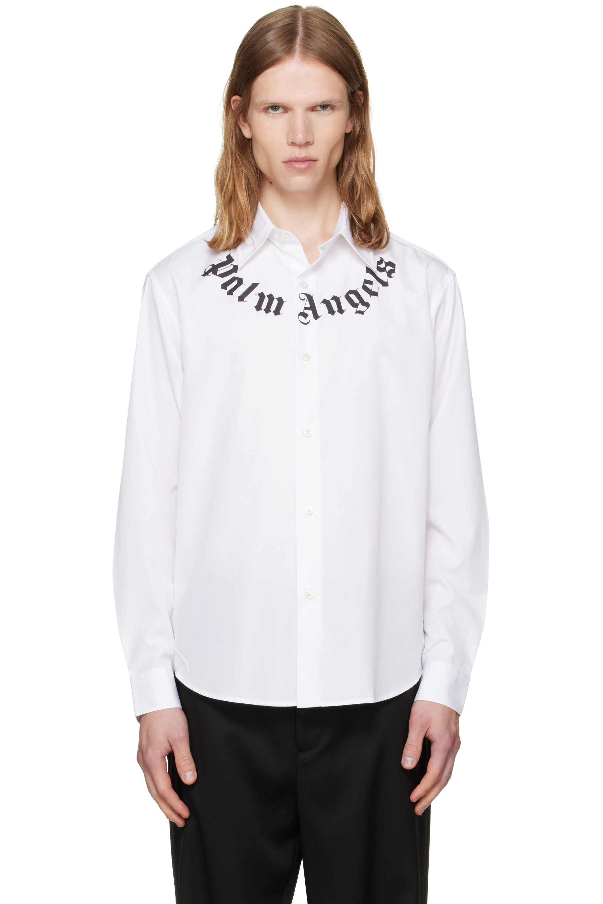 Palm Angels - White Neck Logo Shirt