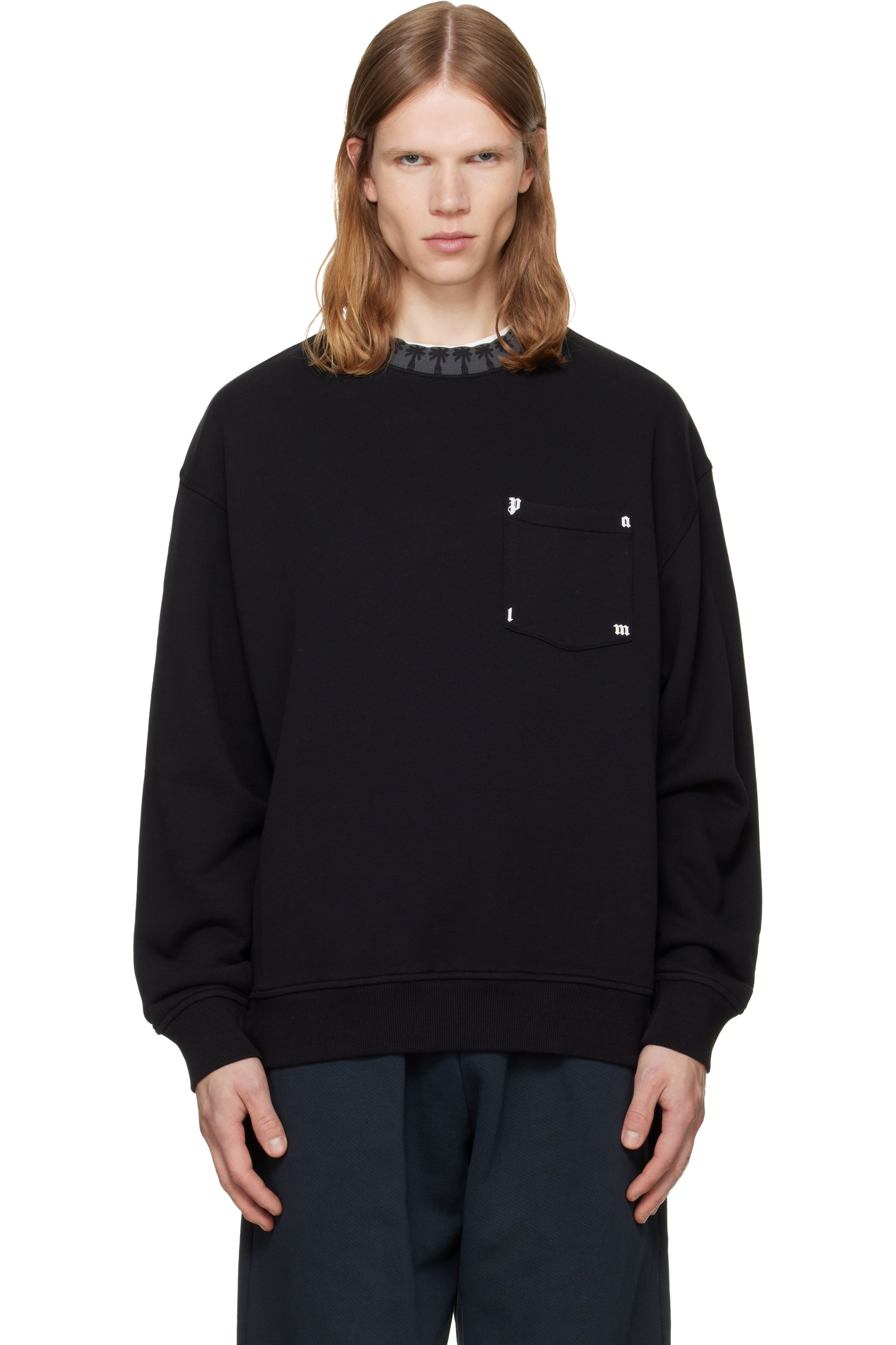 Palm Angels - Black Palm Rib Regular Crewneck Sweatshirt