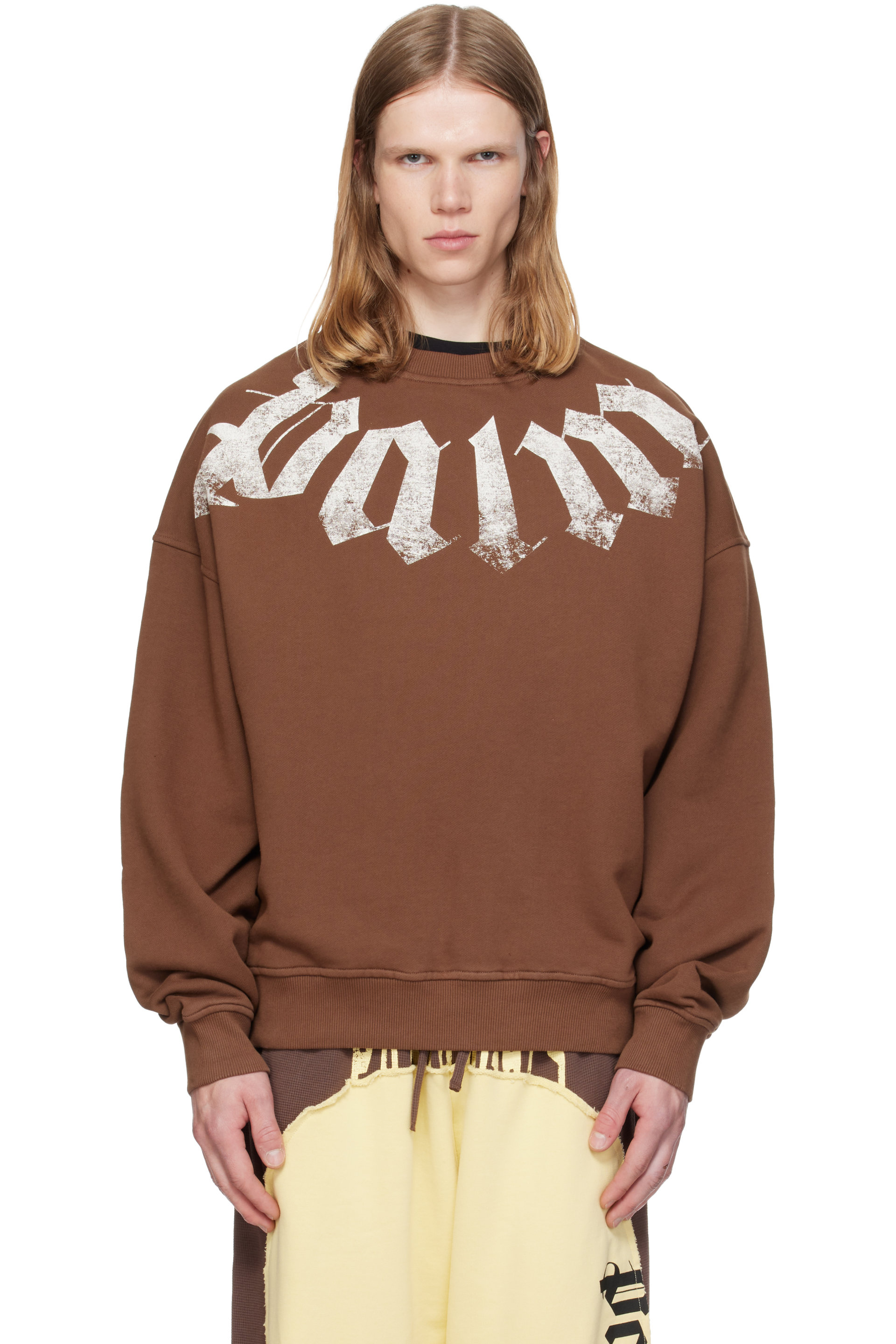 Palm Angels - Brown Big Neck Logo Loose Sweatshirt