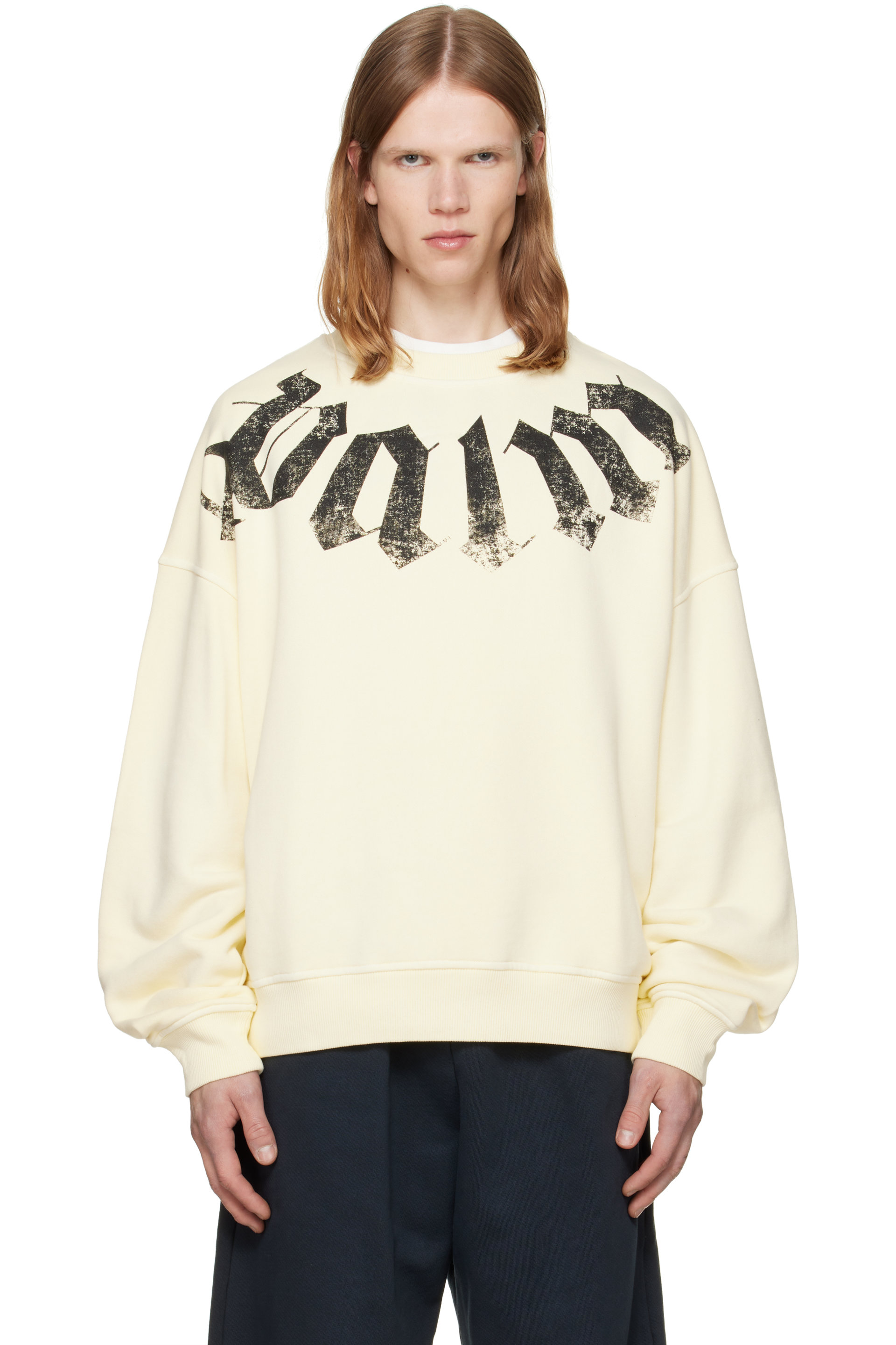 Palm Angels - Yellow Big Neck Logo Loose Sweatshirt