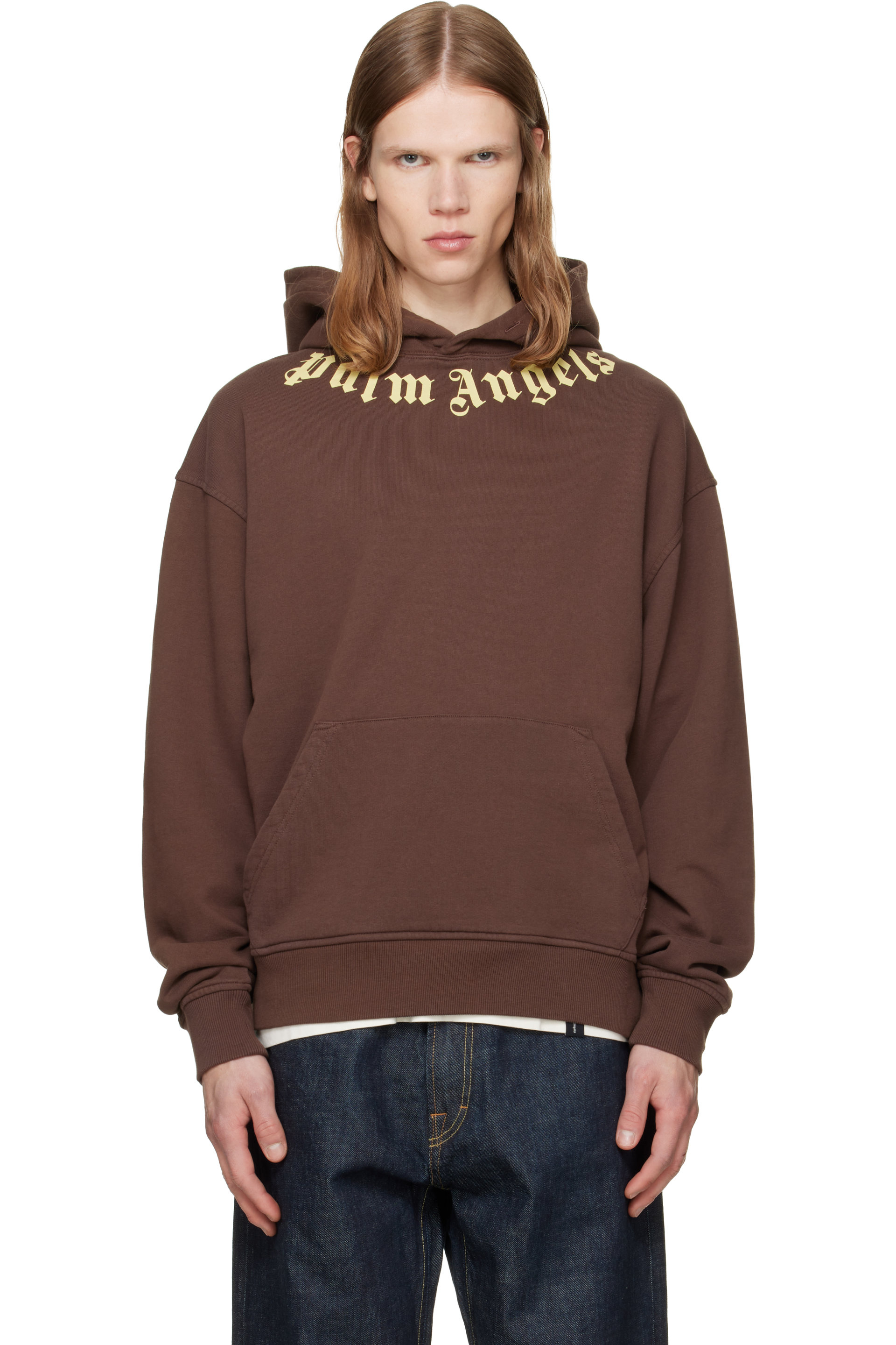 Palm Angels - Brown Neck Logo Hoodie
