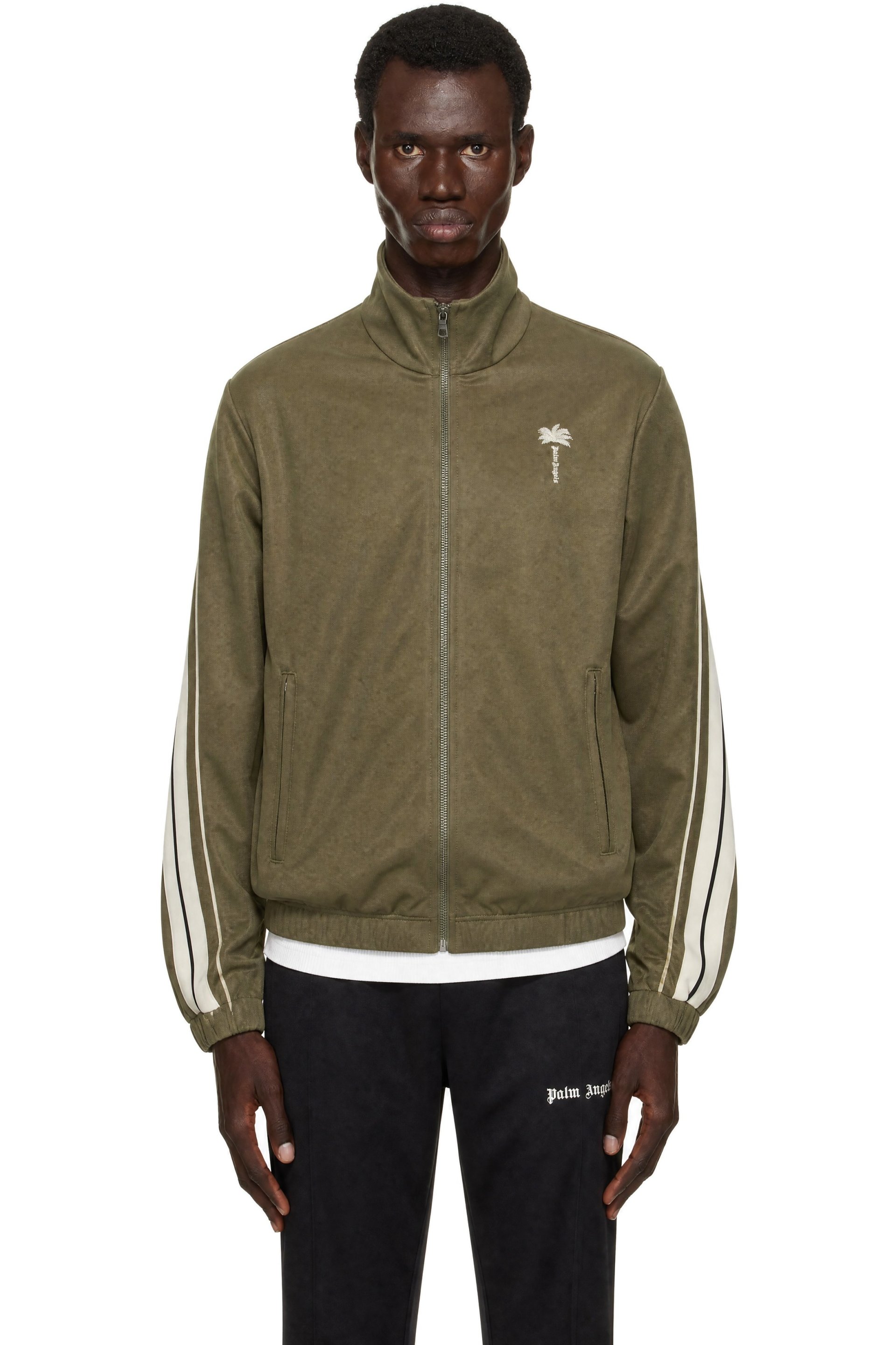 Palm Angels - Green Palm Tree Striped Track Jacket