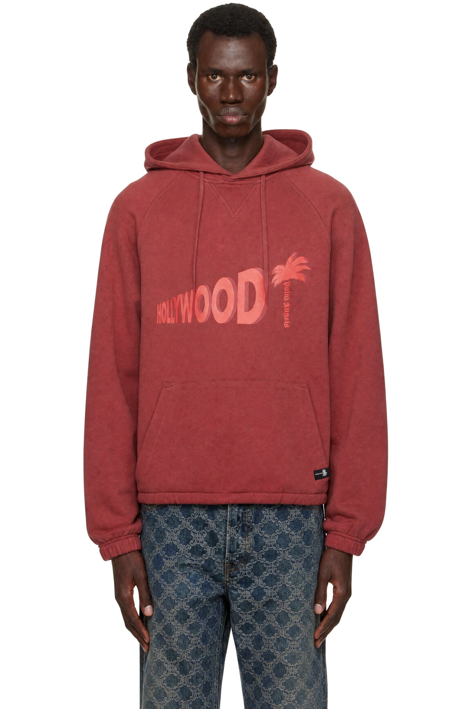 Palm Angels - Pull à capuche décontracté Sunset Blvd rouge à logo de palmier